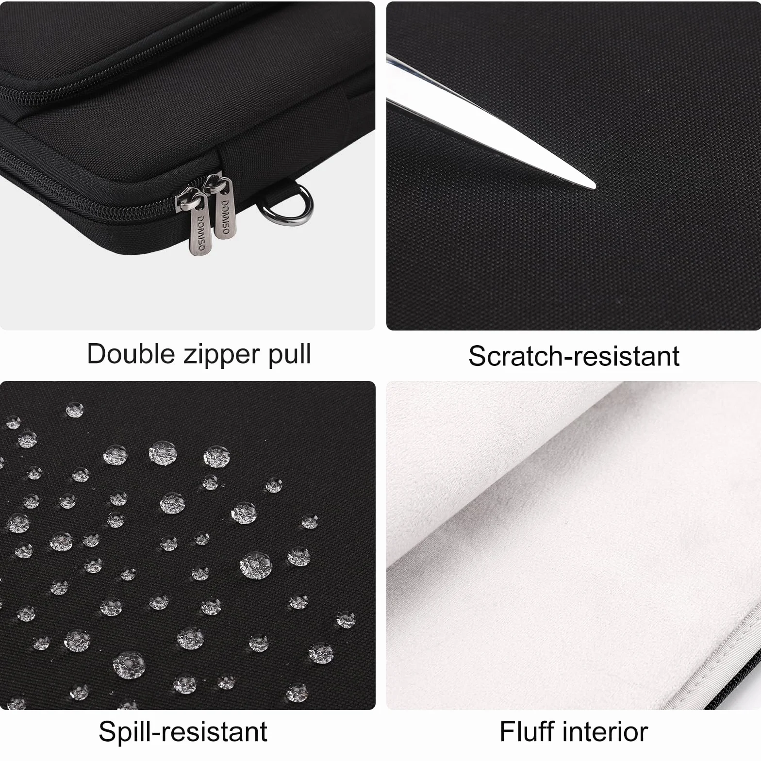 DOMISO 15.6 pollici Custodia Borsa Impermeabile Notebook Portatile Borsa Sleeve Custodia PC Portatile Compatibile con 15.6" HP 15/Lenovo IdeaPad S510/ThinkPad E575/Dell Alienware 15/XPS 15,Nero