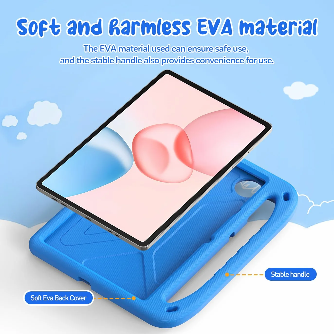 Custodia per bambini Honor Pad 10 Tablet 12.1 Pollici 2025, Eva Leggermente antiurto custodia protettiva con manico per bambini e tracolla, Blu