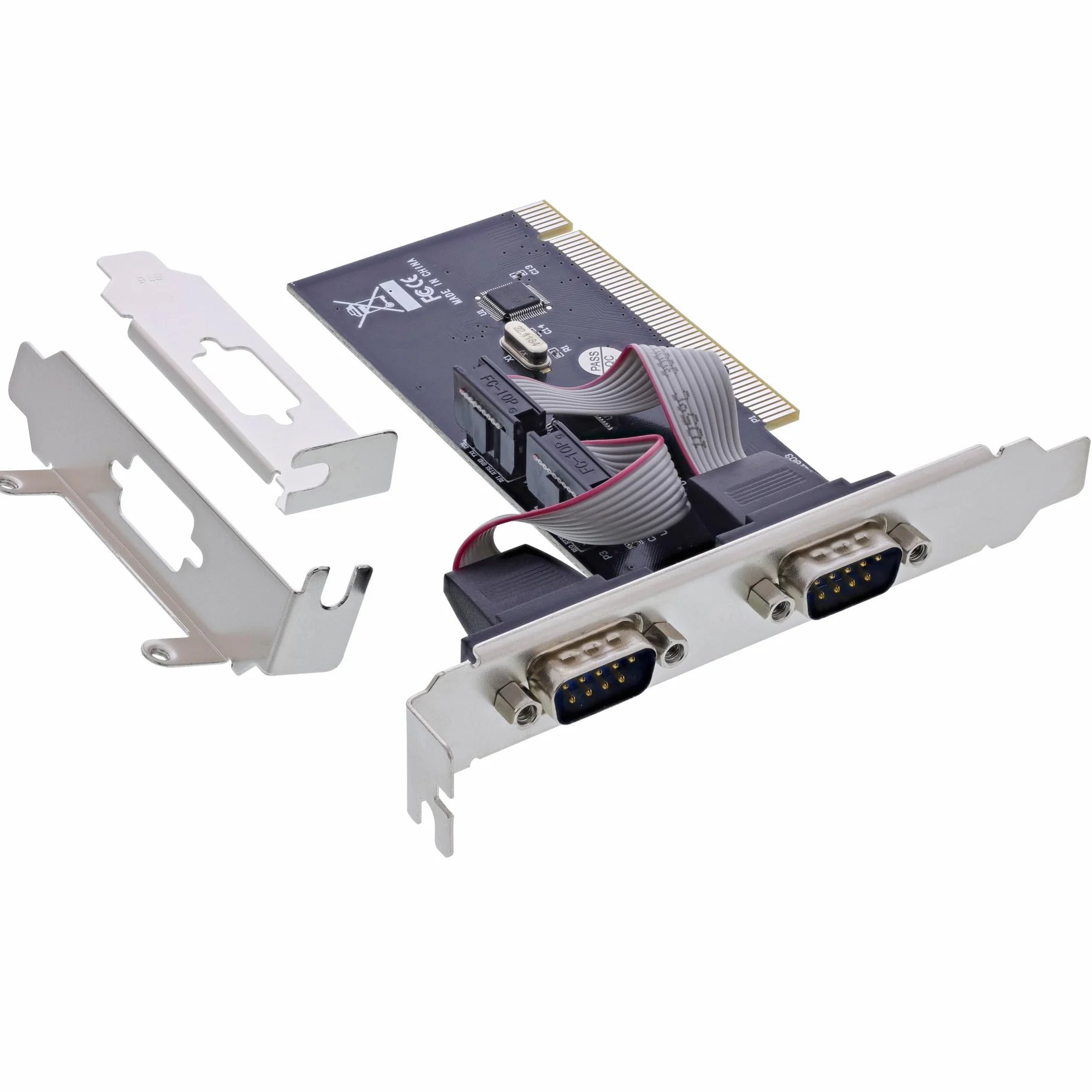 InLine® Scheda di interfaccia PCI seriale 2 X 9 poli, RS232, CH351Q, alta velocità di trasmissione, compatibile con Windows e Linux, facile installazione 6636A