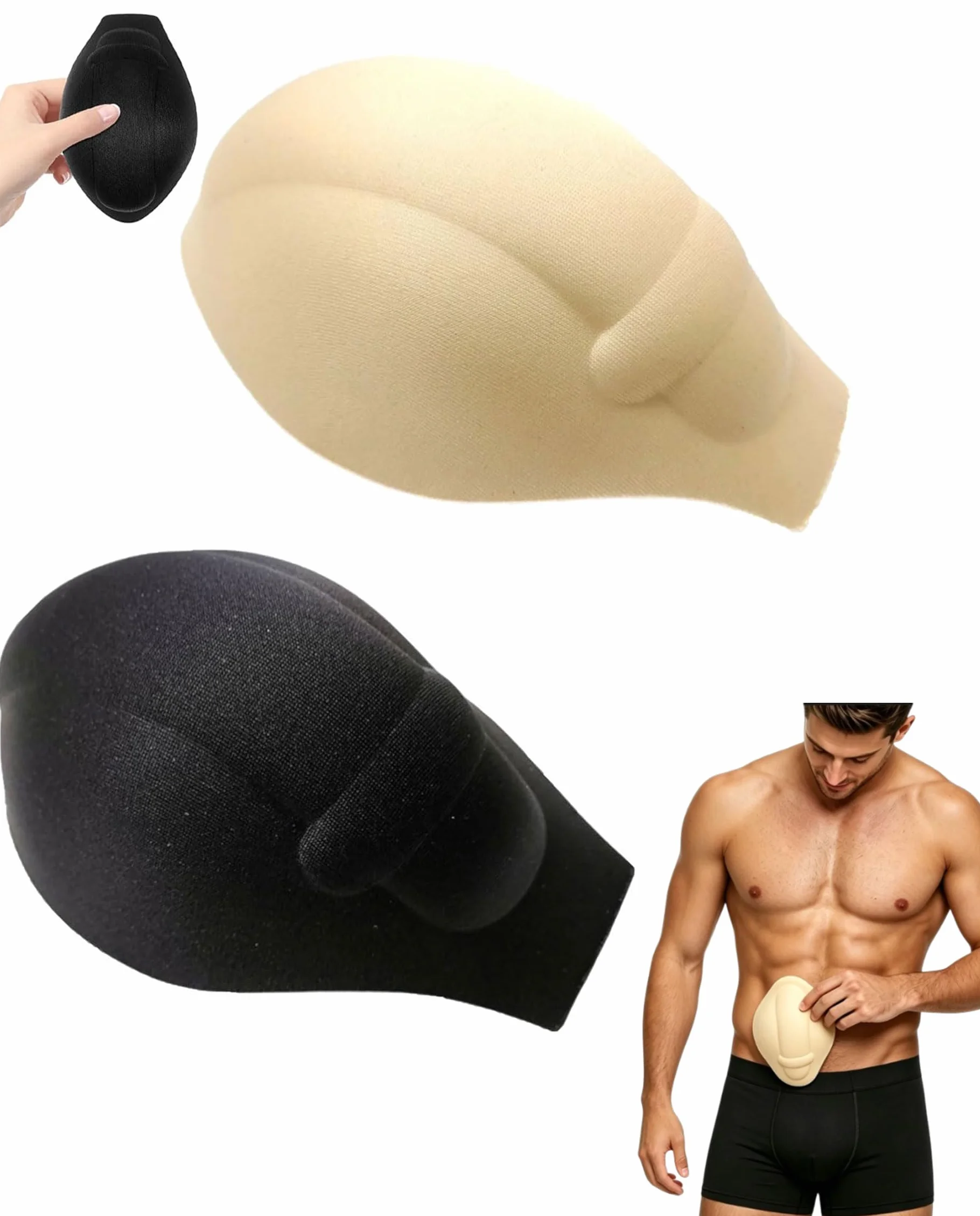 Inserti imbottiti per slip uomo 2 pezzi, cuscinetti in spugna morbida per mutande boxer e costumi da bagno
