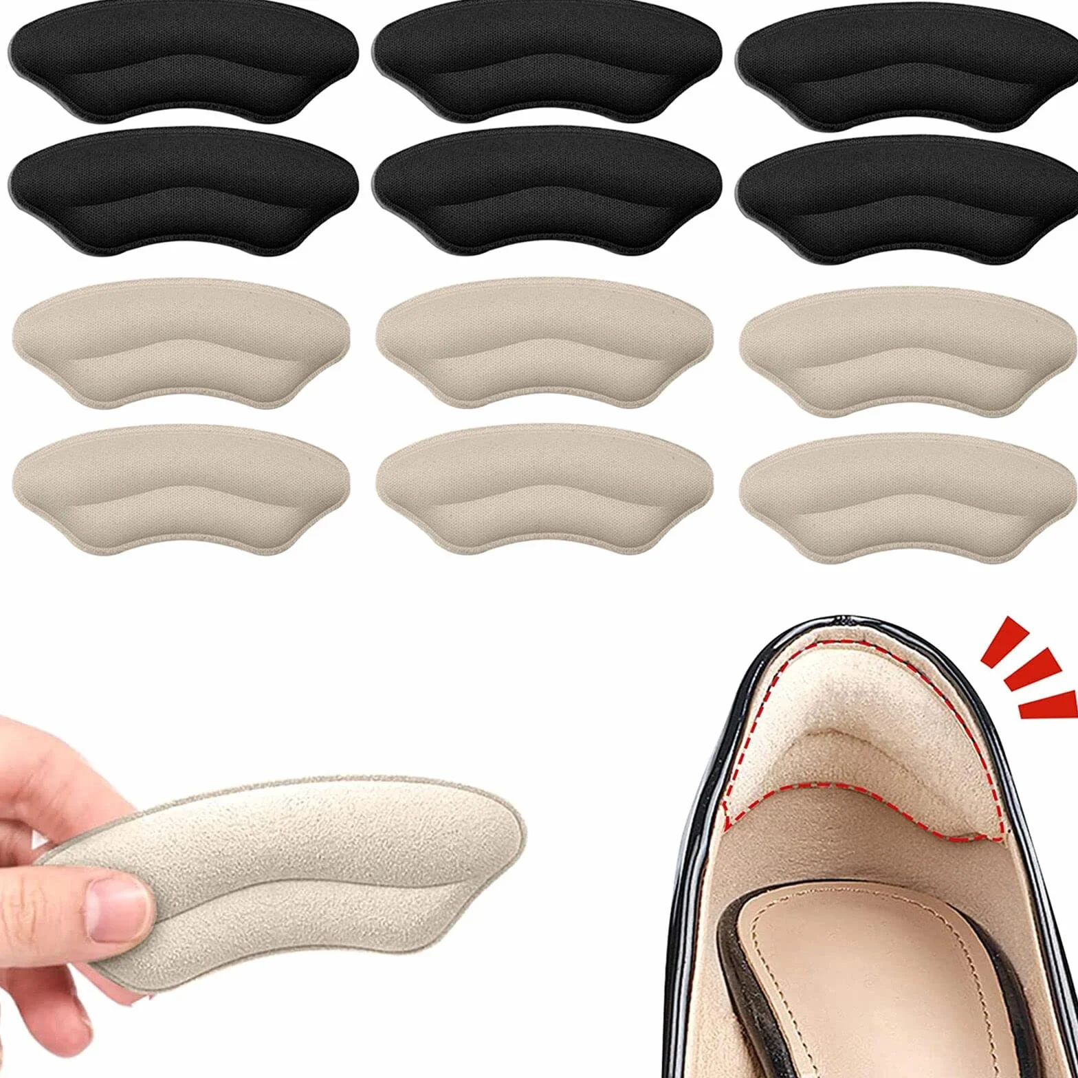 Cuscini per Tallone Autoadesivi, 6 Paia per Scarpe Larghe