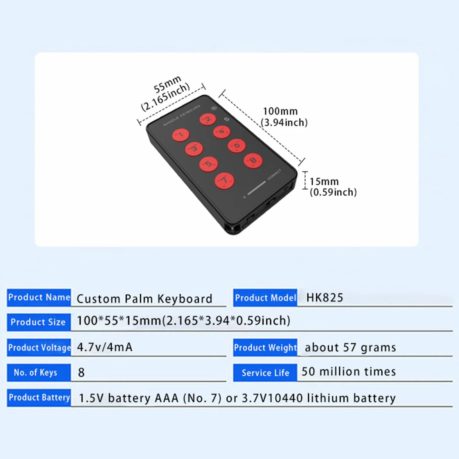 Tastiera palmare USB personalizzata, tastierino programmabile multifunzione, tastiera di registrazione Bluetooth portatile con 8 tasti, funzione copia e incolla per Android.