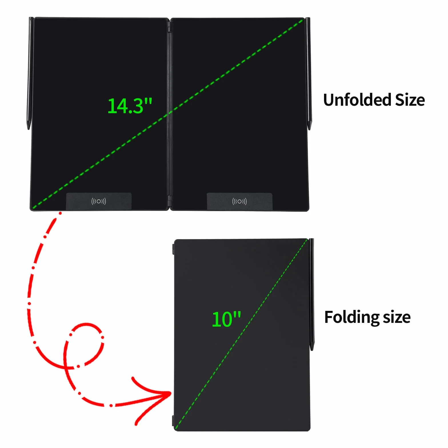 EMEBAY Tablet da scrittura LCD pieghevole 14,4", ultra sottile, per bambini e adulti