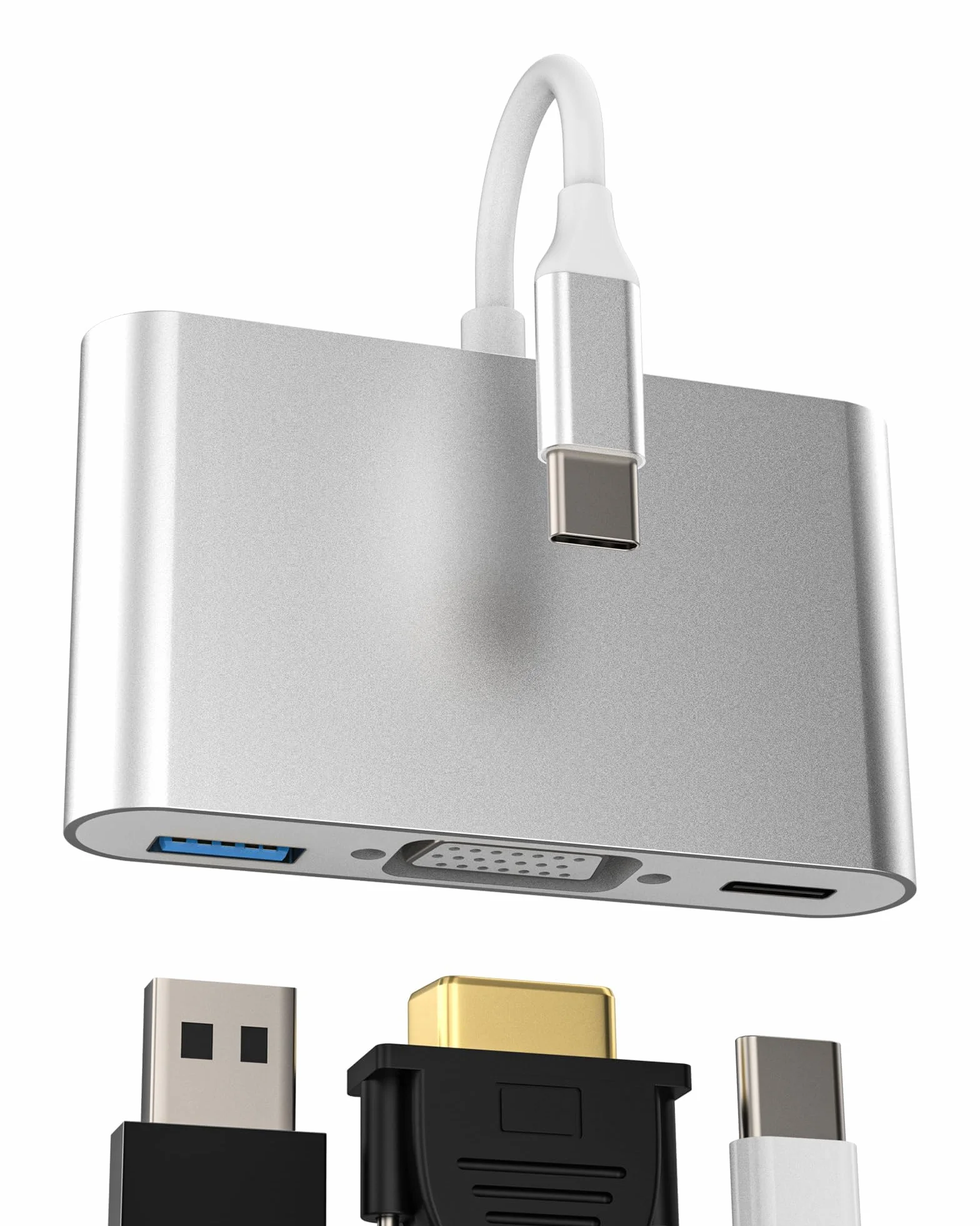 Adattatore USB C USB Hub Cavo VGA (3in1)per Apple iPad iPhone15 MacBook Air DisplayPort 3.0 DVI Multiporta Adapter Compatibile per Samsung Type Accessori Convertitore AV Proiettore Sdoppiatore tp-3in1