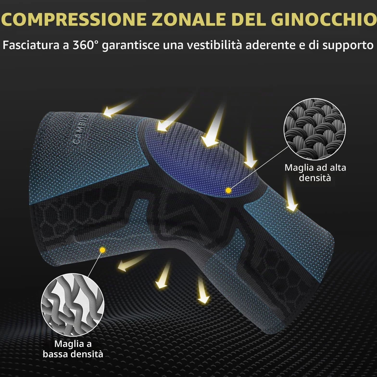 CAMBIVO Ginocchiera Ortopedica Compressiva con Gel per Rotula, Supporto Artrosi Ginocchio, Tutore per Corsa e Palestra