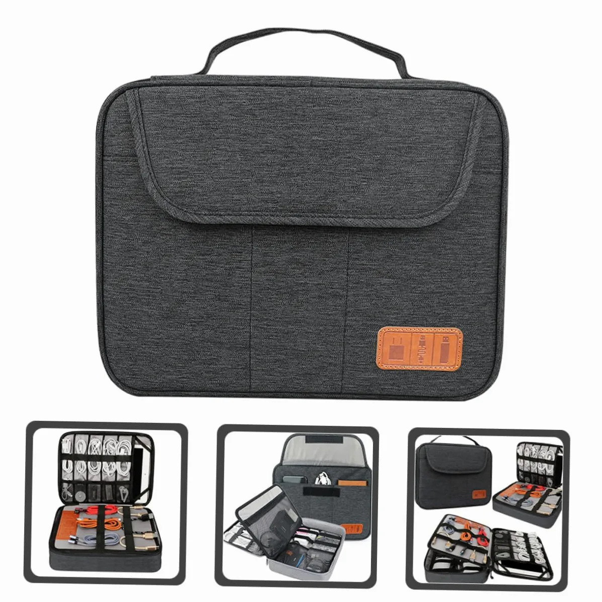 SOIMISS Borsa Porta Cavi Doppio Custodia per Dispositivi Elettronici e Digitali Organizer per Cavi Tasche per Cellulare e Tablet per Viaggio e Trasporto