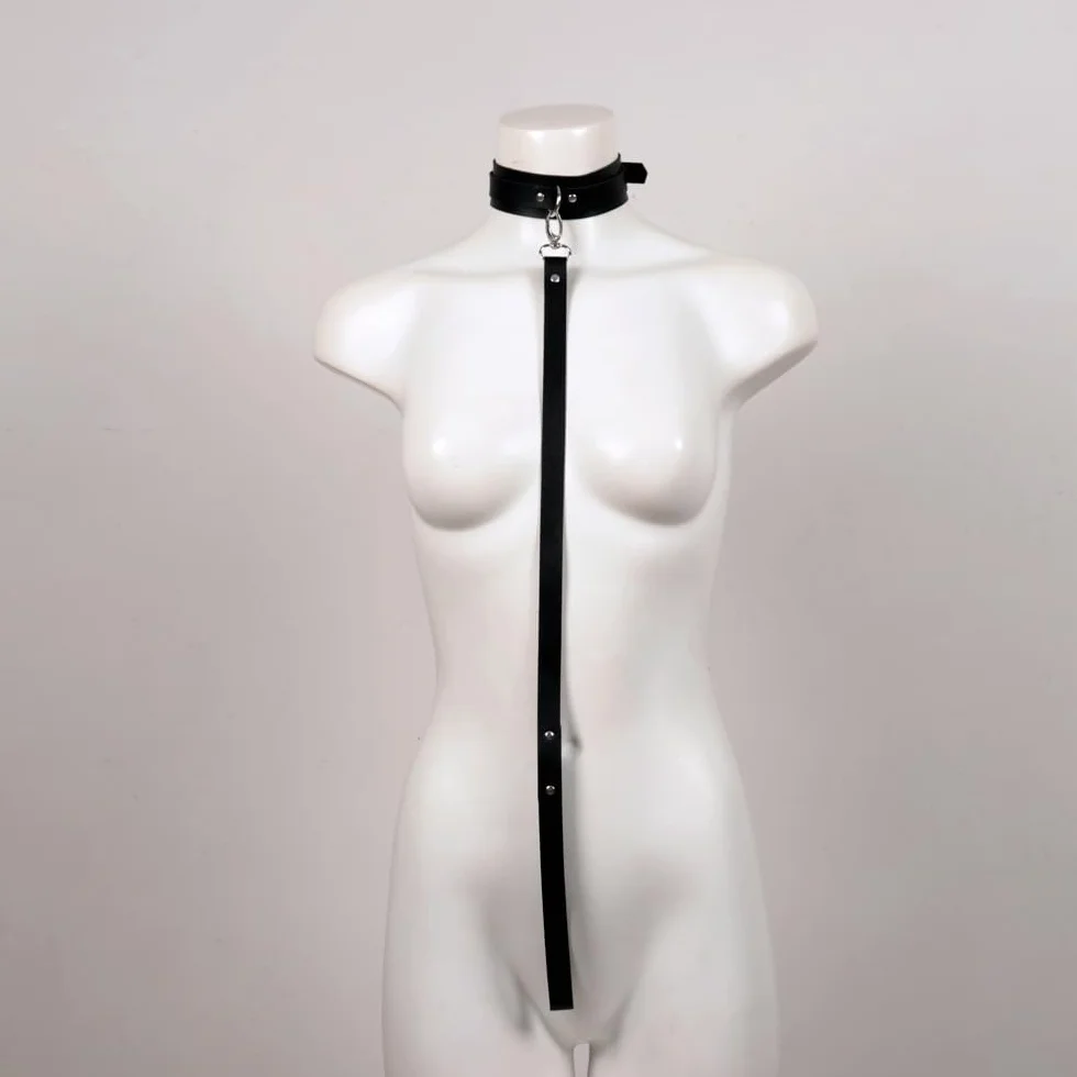 Collare BDSM con Guinzaglio in Pelle – Accessorio Bondage per Giochi Intimi