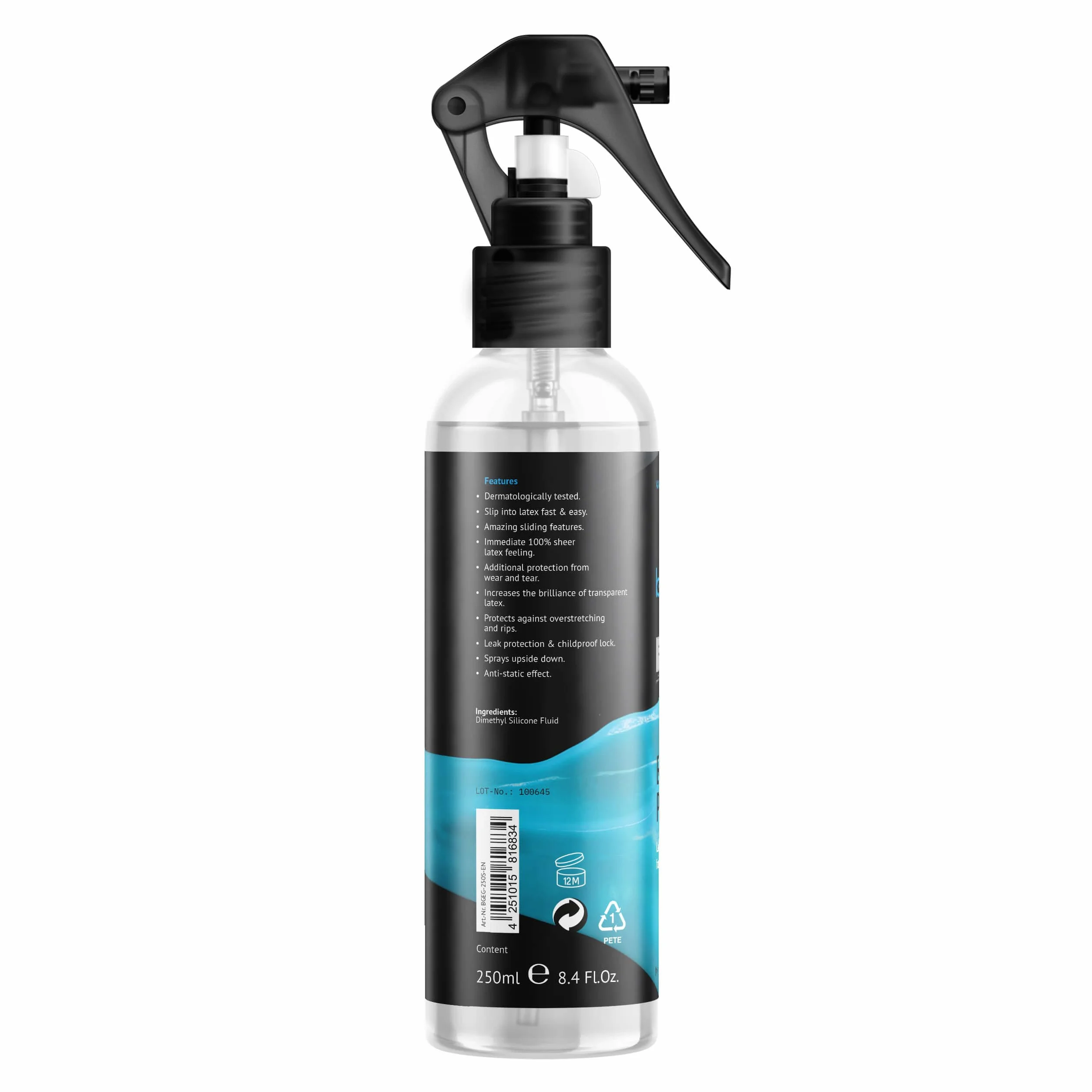 beGLOSS Easy Glide Premium Spray 250 ml – lubrificante per indumenti in gomma e lattice