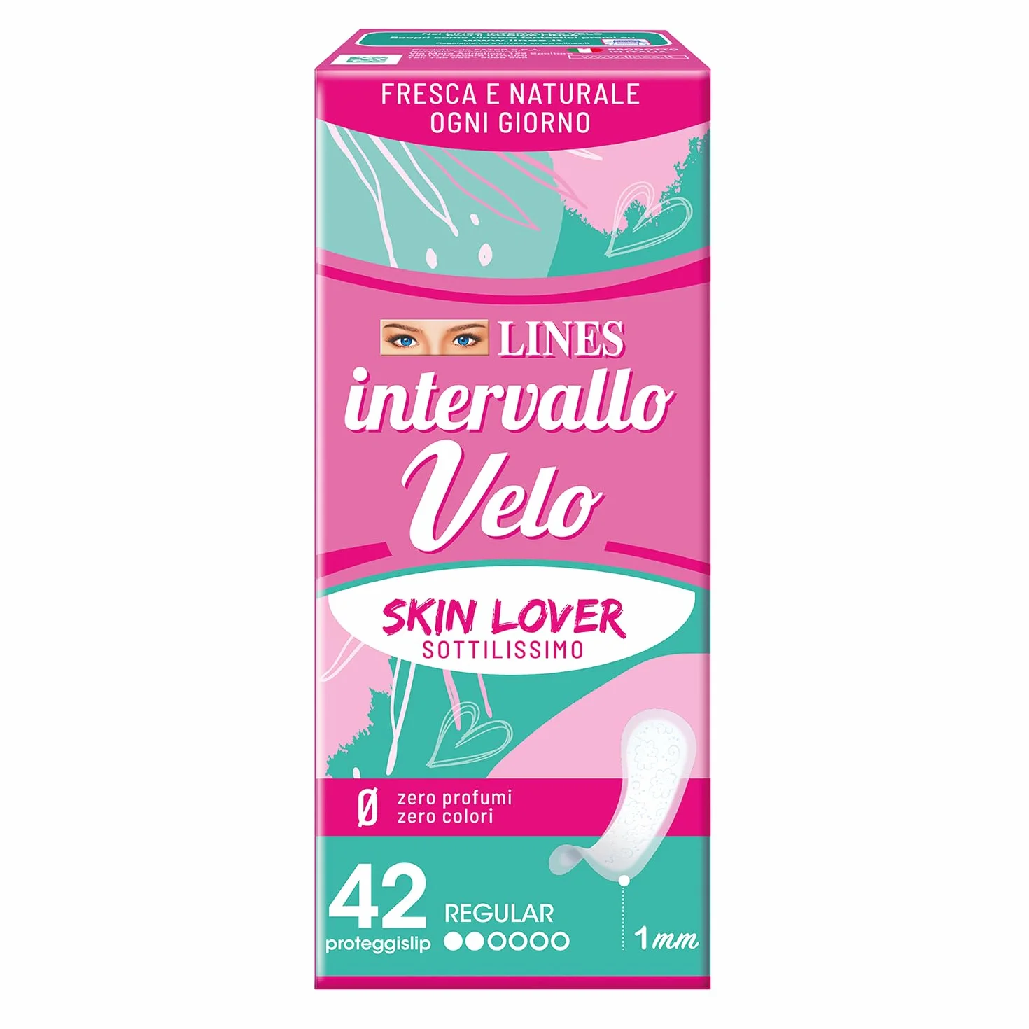 LINES INTERVALLO VELO SKIN LOVER proteggislip salvaslip 42 sztuk protezione quotidiana sottilissimo ultra flessibile