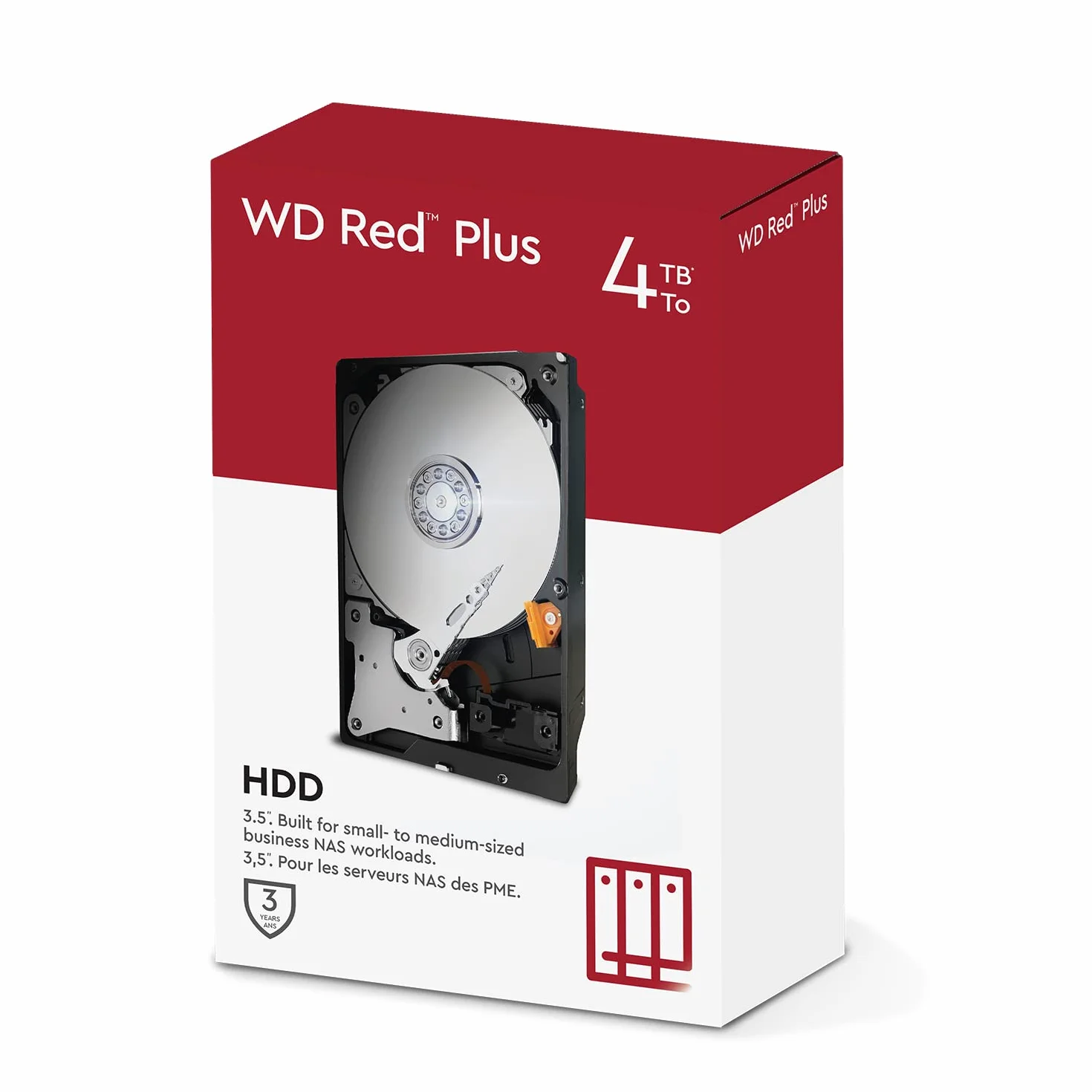 WD Red Plus - Disco rigido interno NAS da 3,5", classe 5.400 giri/min, SATA 6 Gb/s, CMR, 256 MB di cache