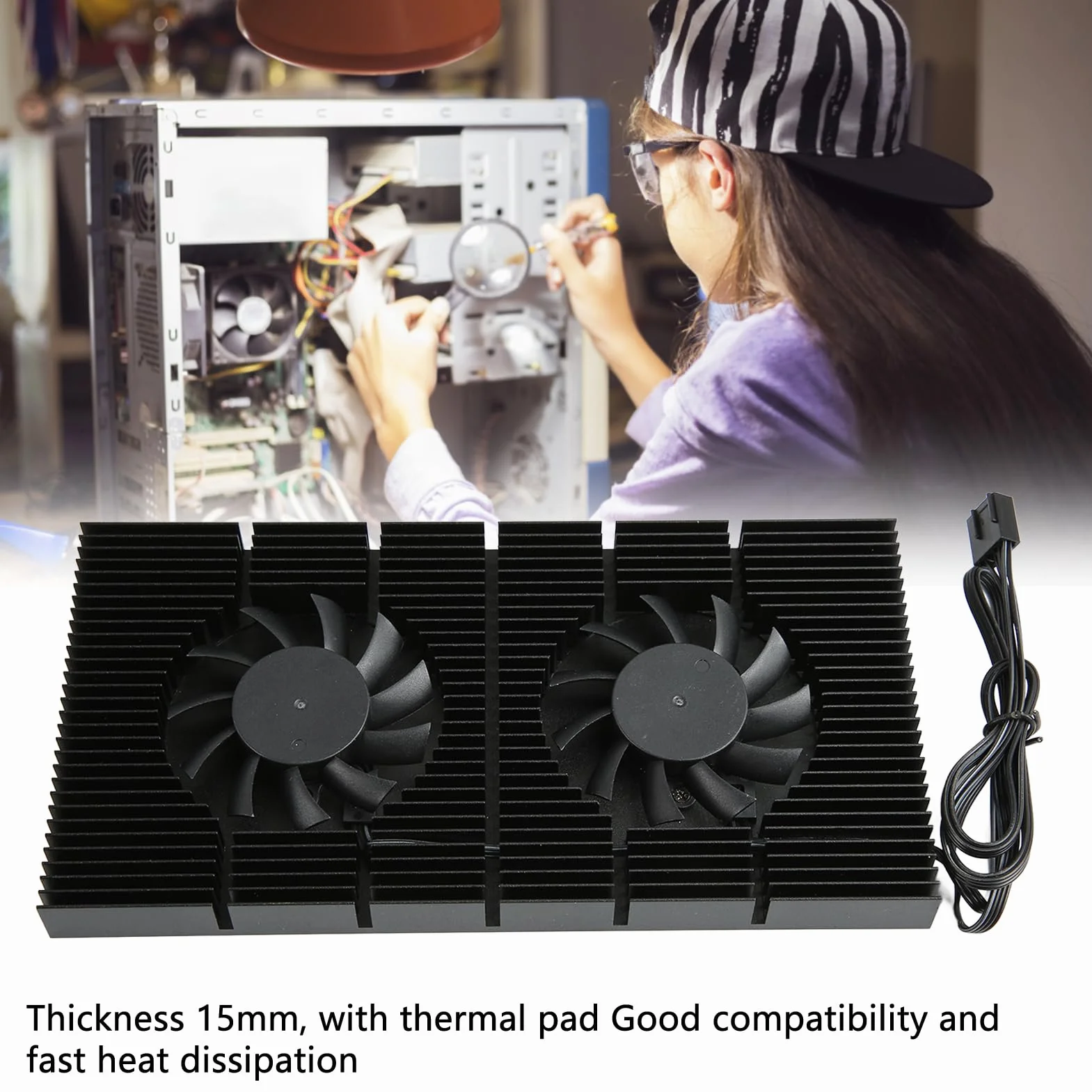 Dispositivo di Raffreddamento della Piastra Posteriore Facile Installazione Raffreddatore della Piastra Posteriore della GPU Dual Fan Dissipatore di Calore Veloce Lavorazione CNC