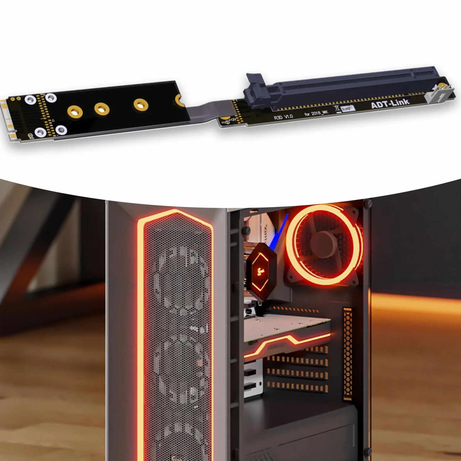 Link M2 Pci Extension - Cavo di prolunga adattatore Pci-Express Riser | Soluzione di raffreddamento versatile per migliorare prestazioni e compatibilità