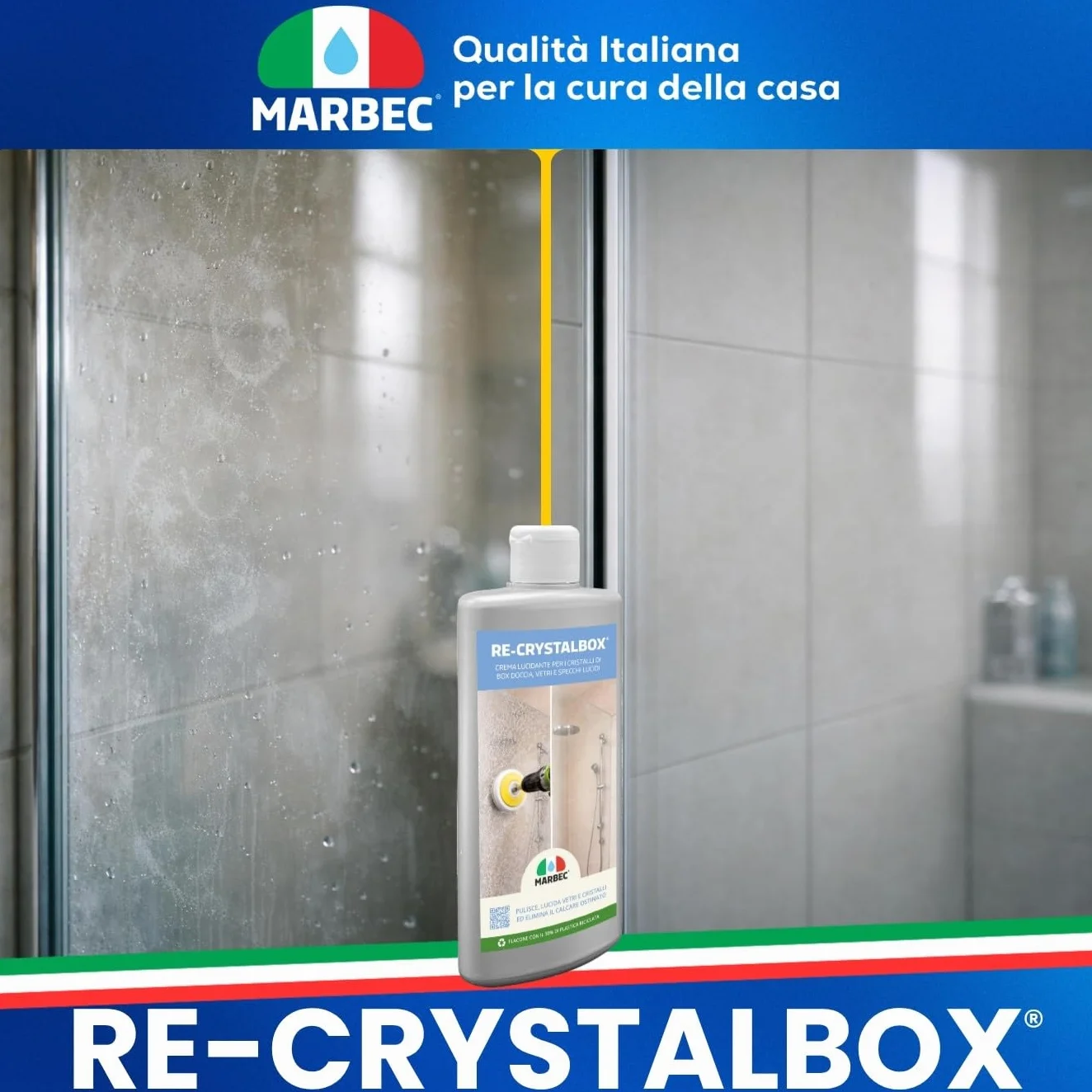 MARBEC RE-CRYSTALBOX 250GR Crema disincrostante lucidante vetri cristalli doccia