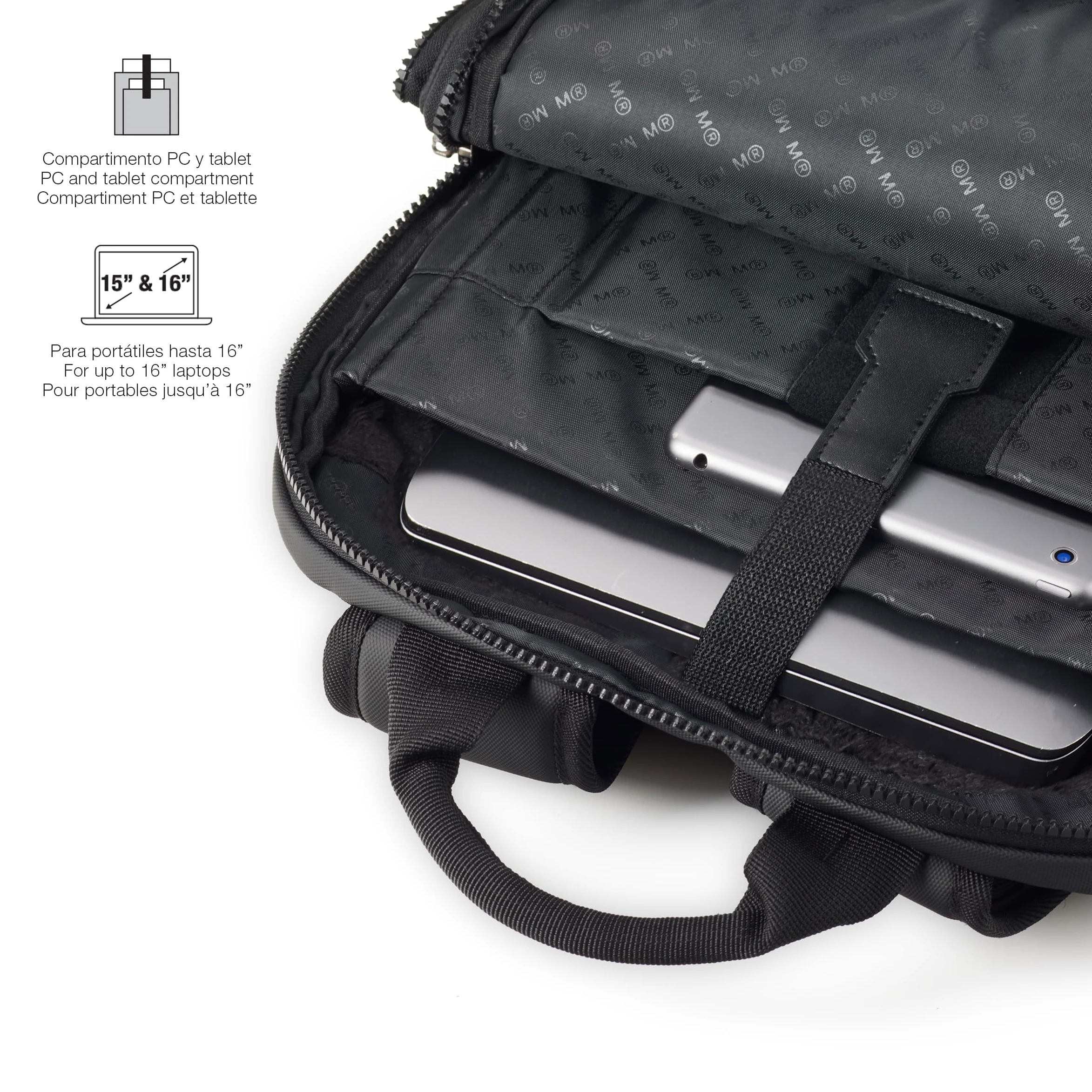 Miquelrius - Zaino per computer da 13 l, tasca antifurto RFID, dettagli riflettenti, chiusura di sicurezza, adattabile trolley, zaino portatile + tablet, idrorepellente
