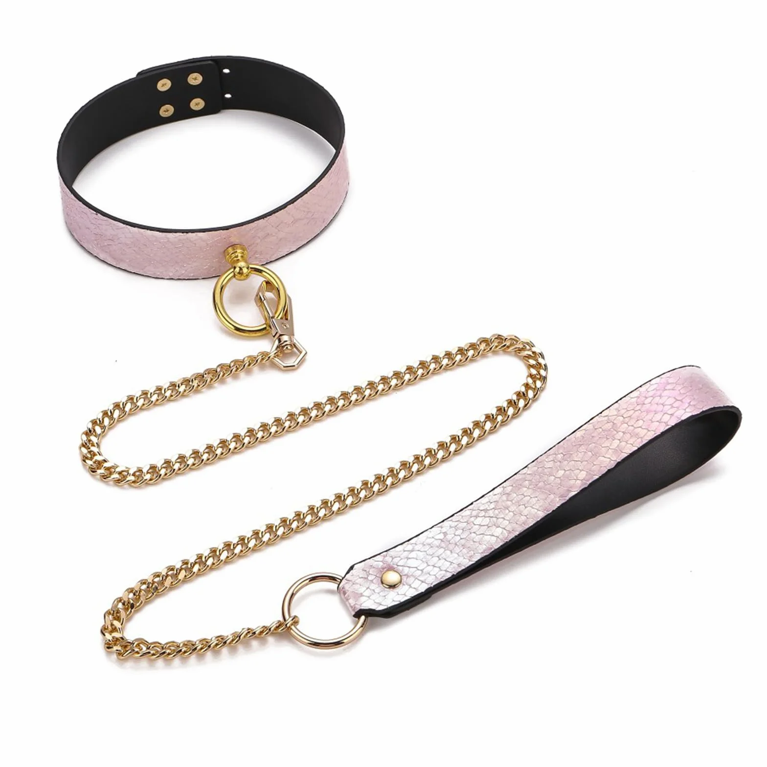 Guinzaglio BDSM regolabile rosa per coppie, accessorio Femdom per giochi erotici
