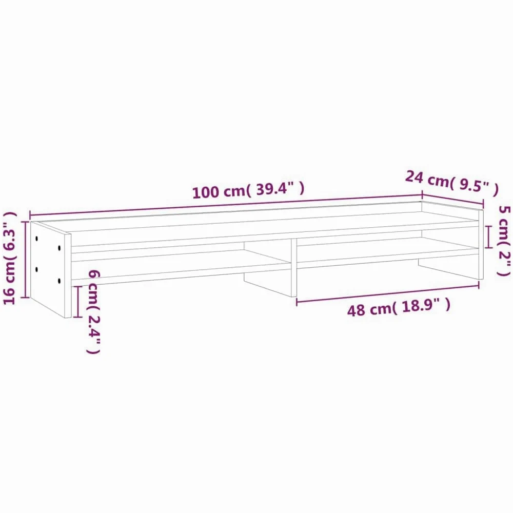 Supporto per monitor 100 x 24 x 16 cm in legno di pino solido marrone 02_0004477