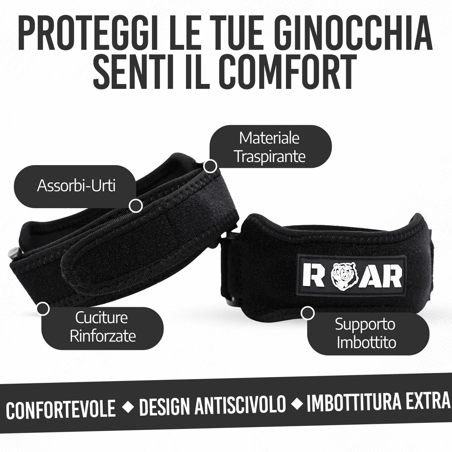 Tutore Ginocchio Rotula 2x Pack, Ginocchiera Rotulea per Menisco e Legamenti