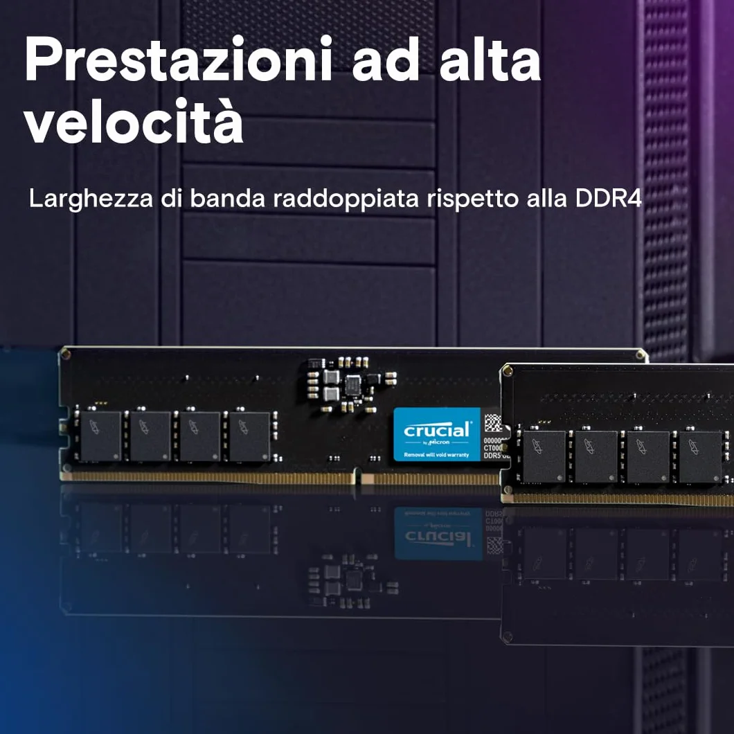 Crucial RAM DDR5 16GB 5600MHz, Memoria PC (o 5200MHz / 4800MHz) CL46 - CT16G56C46U5