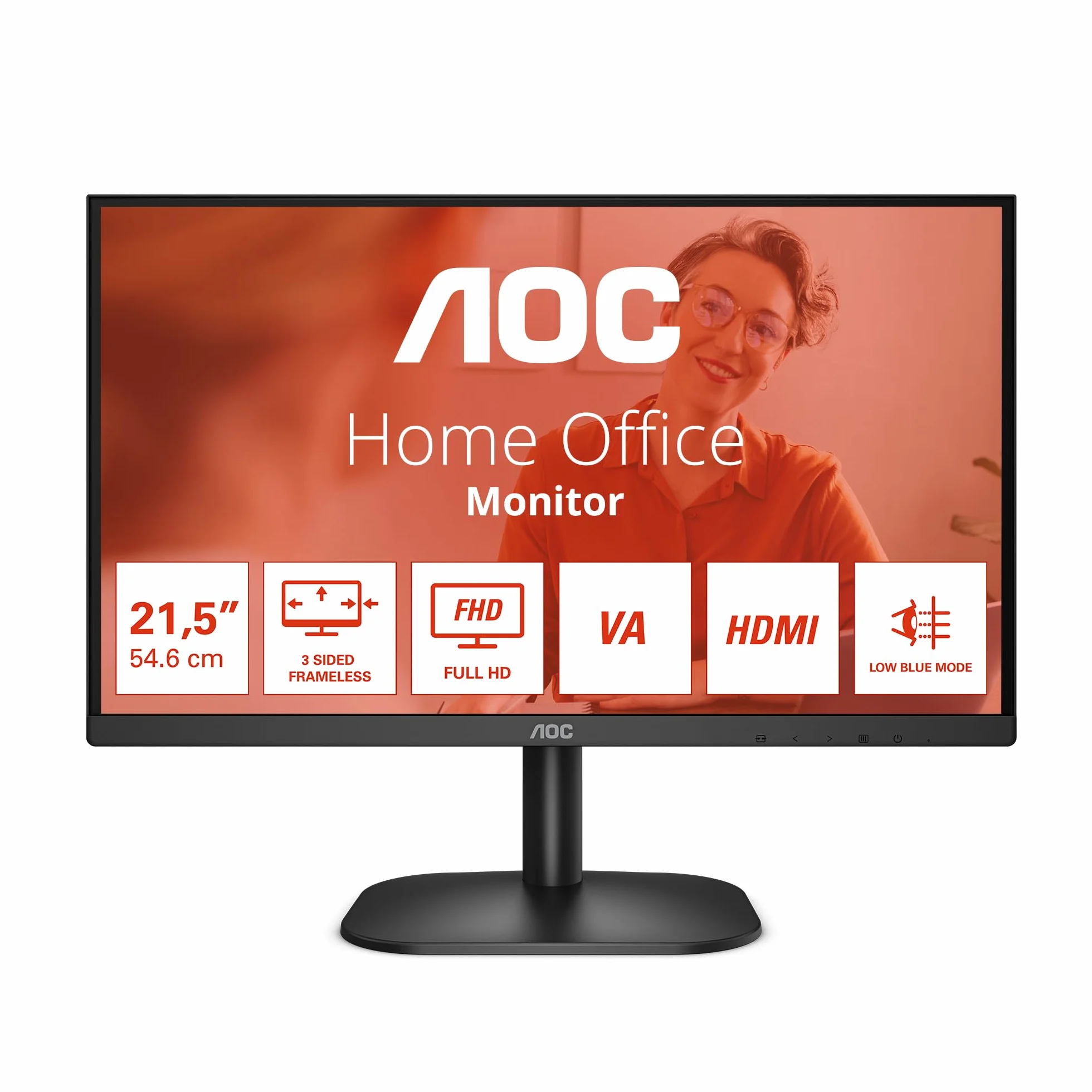AOC 22B2H Monitor Italia LED da 21.5" VA Panel, FHD, 1920x1080, 75Kz, VGA, HDMI, Nero, 22 inch FHD VA 75Hz, HDMI - VGA, No Speakers