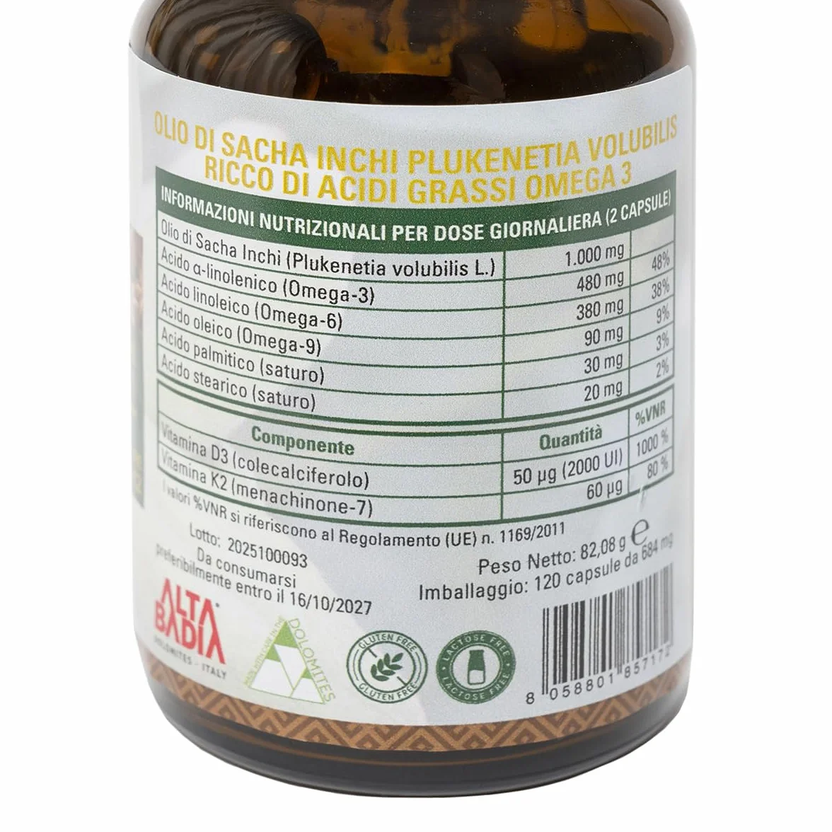 Integratore Omega 3-6-9 con Vitamina D3 e K2, 120 Capsule Vegetali, Olio di Sacha Inchi, Vegan