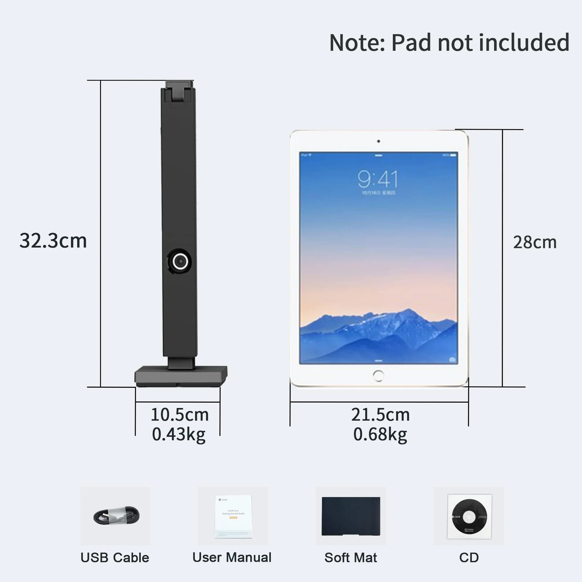 CZUR Lens 12 MP USB-Scanner Mobile per Documenti, Webcam + Scanner Pieghevole 2-in-1, Alta Risoluzione, Scansione Fino a A4, Multilingue OCR per Windows e macOS (Lens 1200)