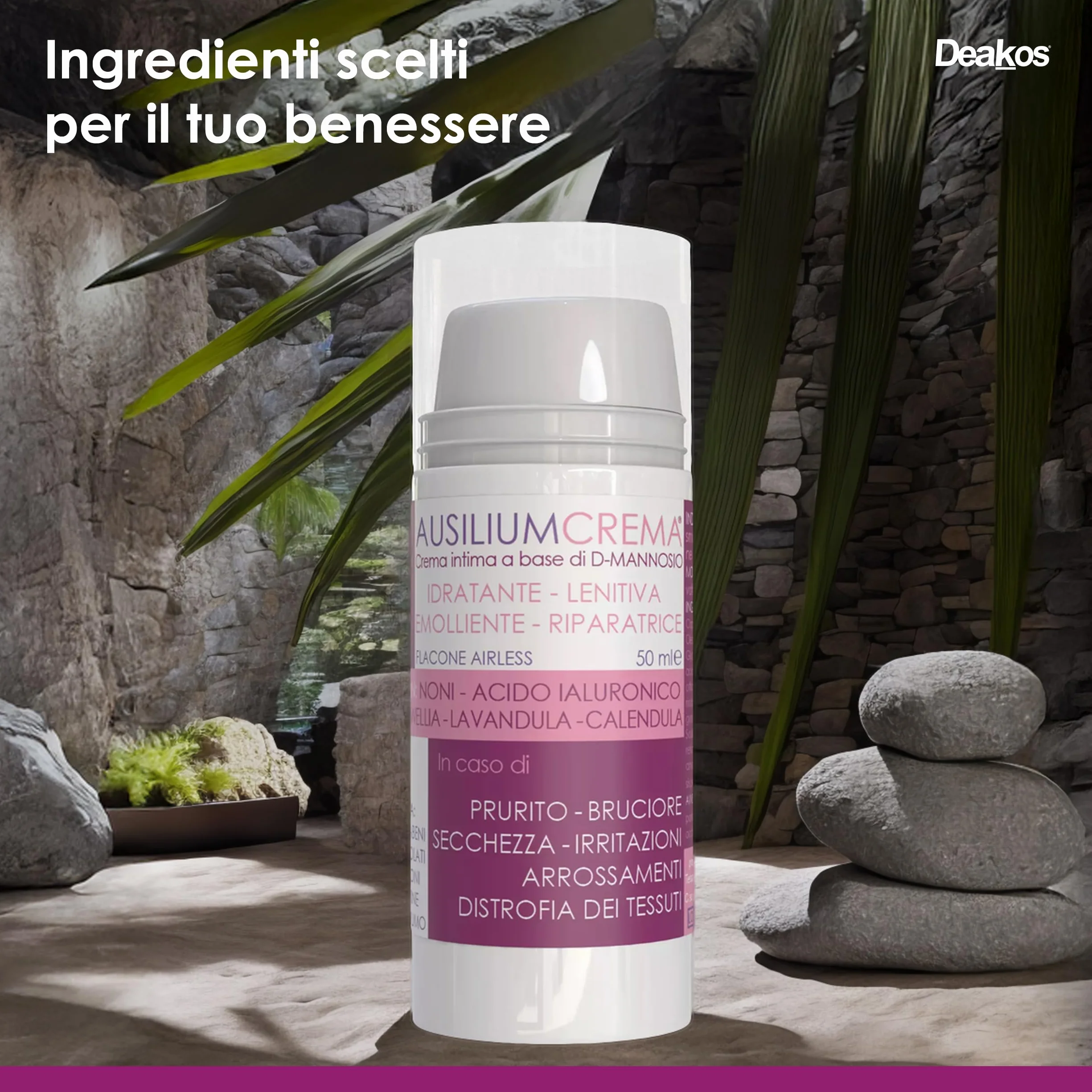 Deakos Ausilium Crema 50ml - Crema per Cistite e Benessere Intimo - Con D-Mannosio e Acido Ialuronico