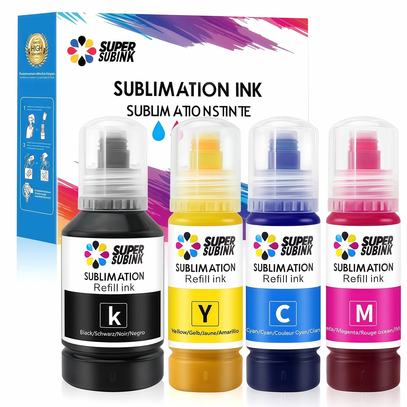 Inchiostro Sublimazione per Epson Ecotank ET-2876 ET-1810 ET-2826 ET-2861 ET-2870 ET-2871 ET-2865 ET-15000 ET-2810 ET-2856 ET-2870, Inchiostro a Sublimazione