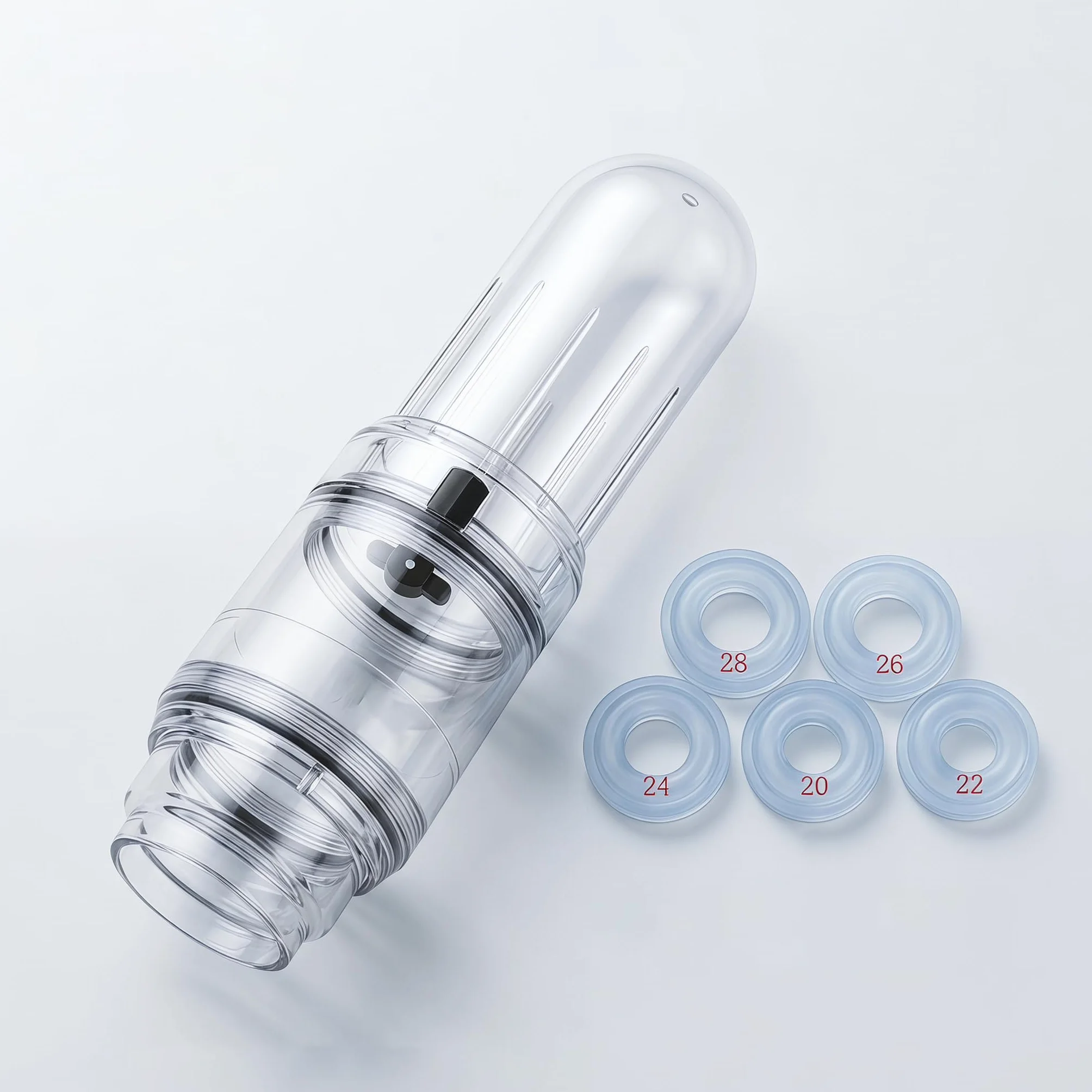 Pompa a Vuoto Manuale per Pene con 5 Anelli in Silicone per Allungamento