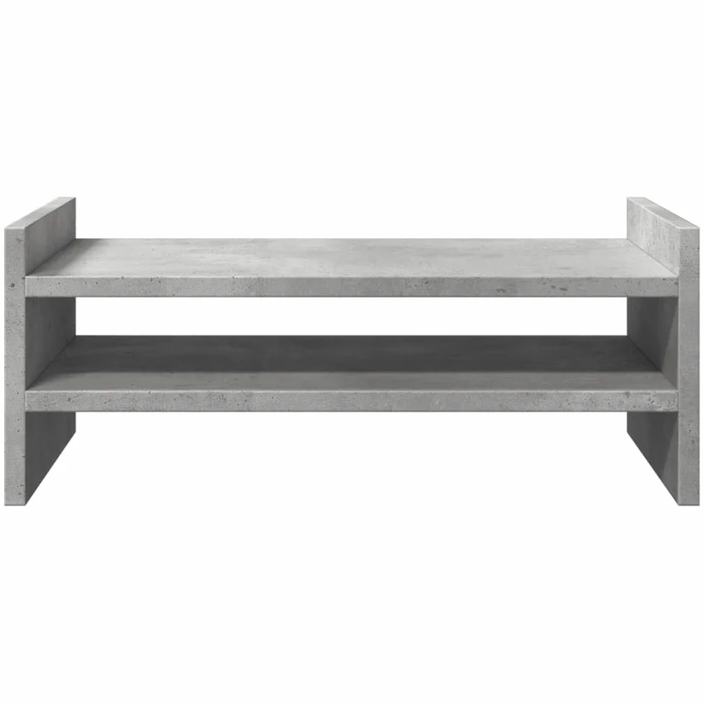 Supporto per monitor in legno grigio cemento, 50 x 27 x 20 cm, per scrivania per computer, scrivania, supporto per laptop, monitor con 2 ripiani, per ufficio e home office