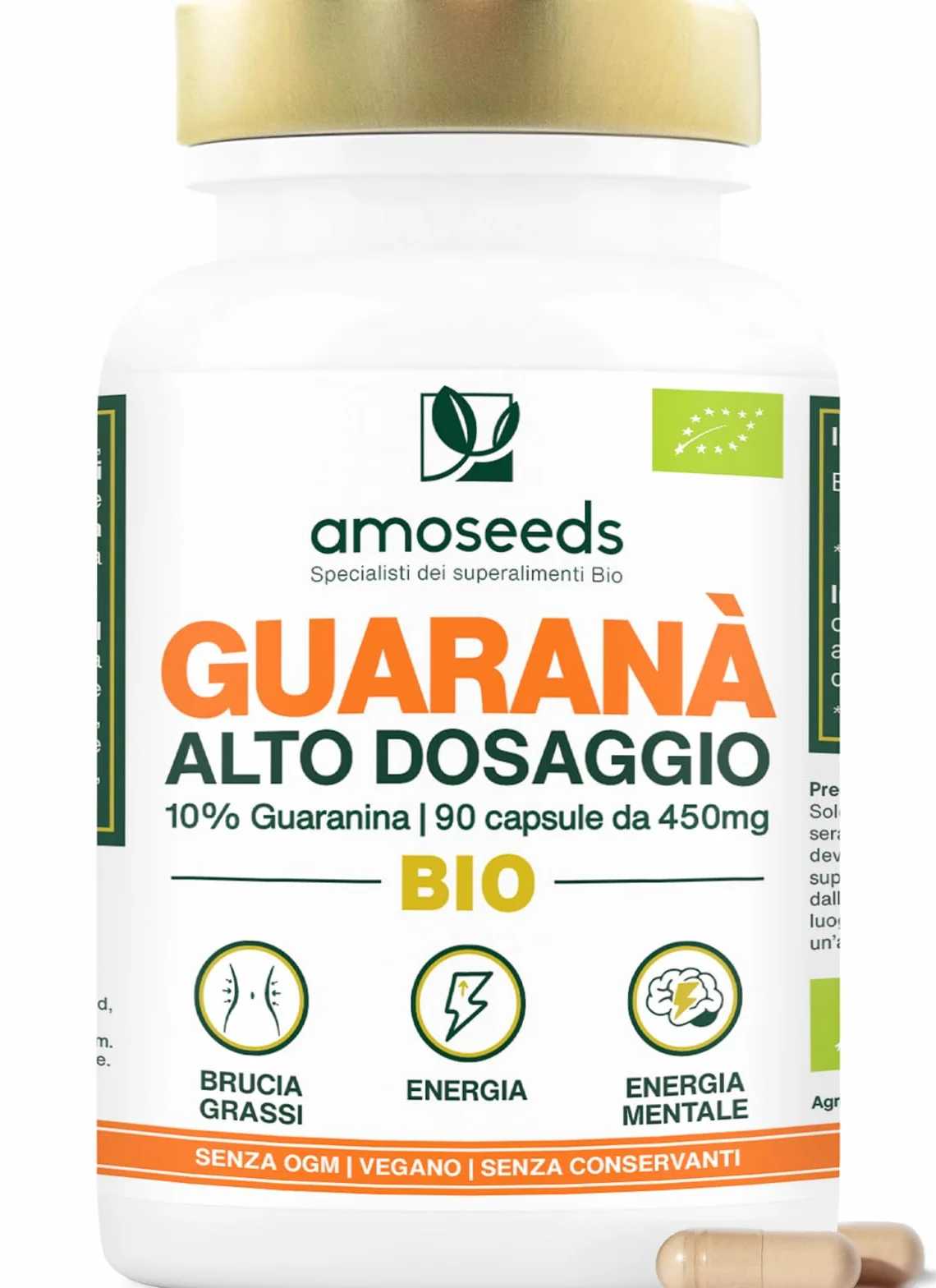 Guaranà BIO Extra Forte 5400mg 10% Caffeina Naturale 90 kapsułek Energia Koncentracja