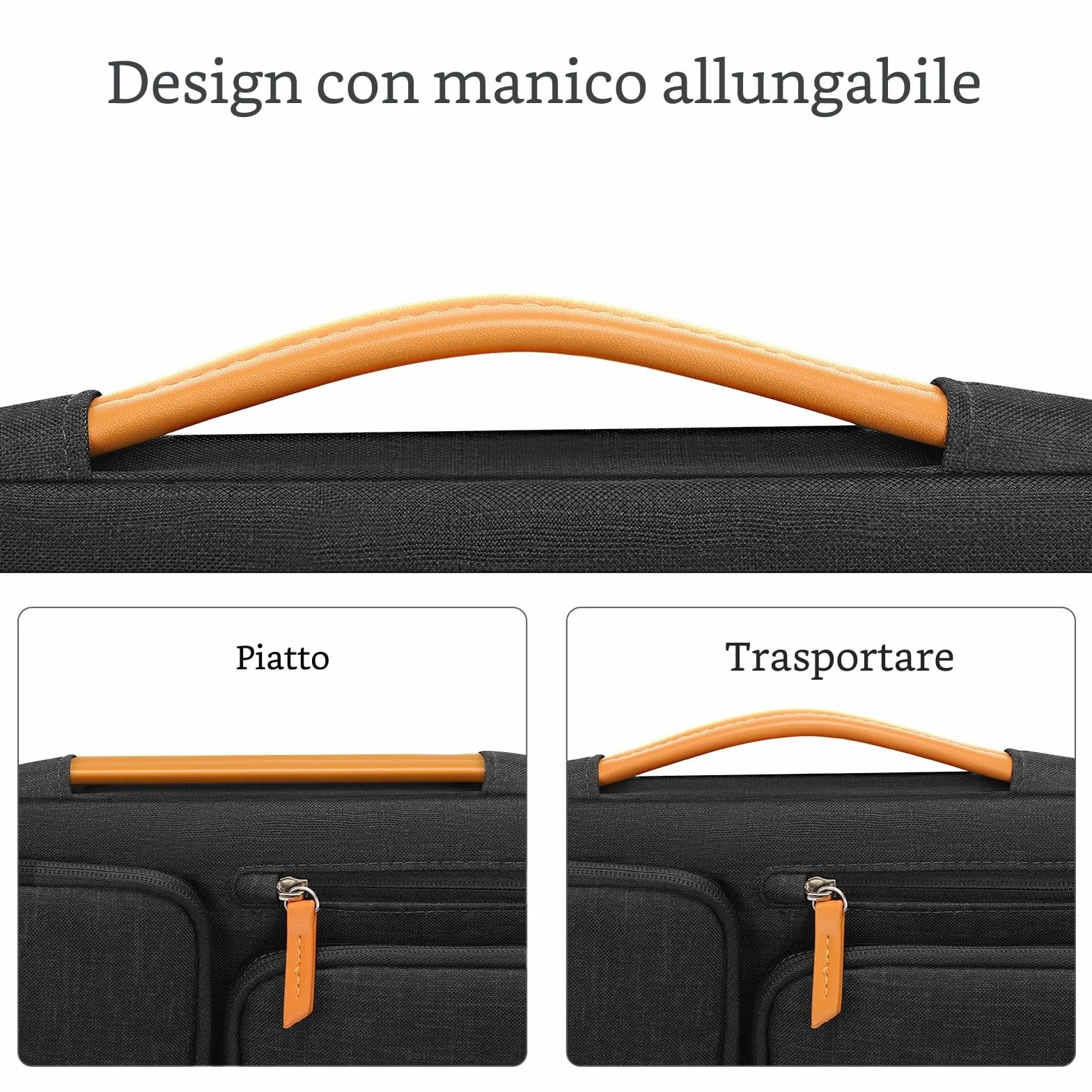 MOSISO 13,3 pollici Custodia Laptop, 13-13.3 pollici Custodia PC Compatibile con MacBook Air/Pro 13/Pro 14, HP Dell Acer ASUS, Lato Aperto Borsa con 4 Cerniera Tasche&Maniglia, Nero