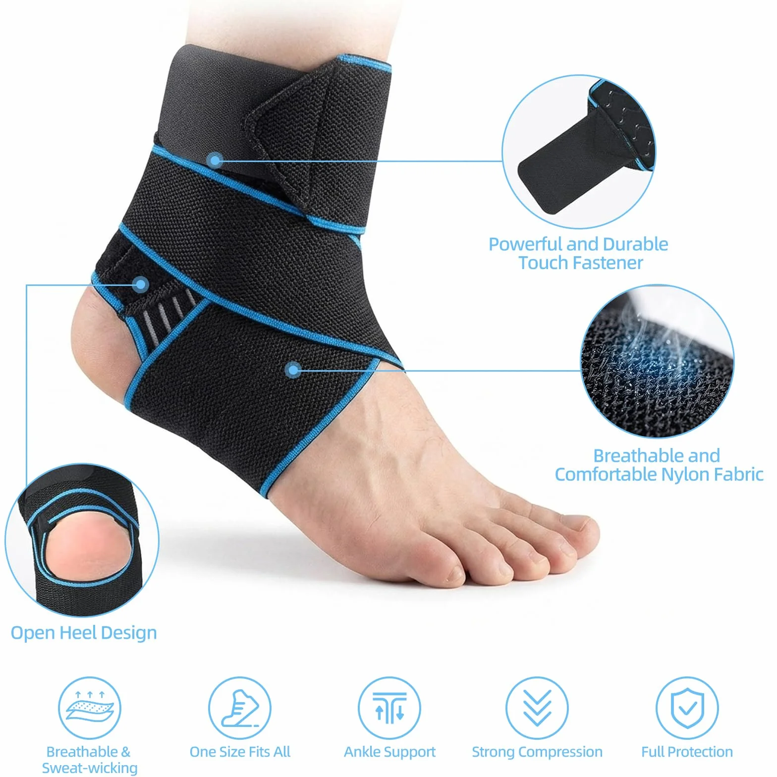 Cavigliera Ortopedica Elastica per Distorsioni e Fascite Plantare - Tutore Caviglia Sportivo Uomo Donna Corsa Boxe Calcio