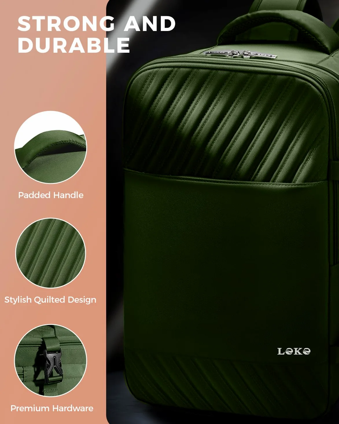 Zaino Ryanair 40x20x25 Zaino da Viaggio Aereo Bagaglio a Mano, Zaini Porta PC Uomo Donna con Scomparto Scarpe, Borsa da Cabina Viaggio Piccolo per Lavoro Scuola Casual Trekking, Verde