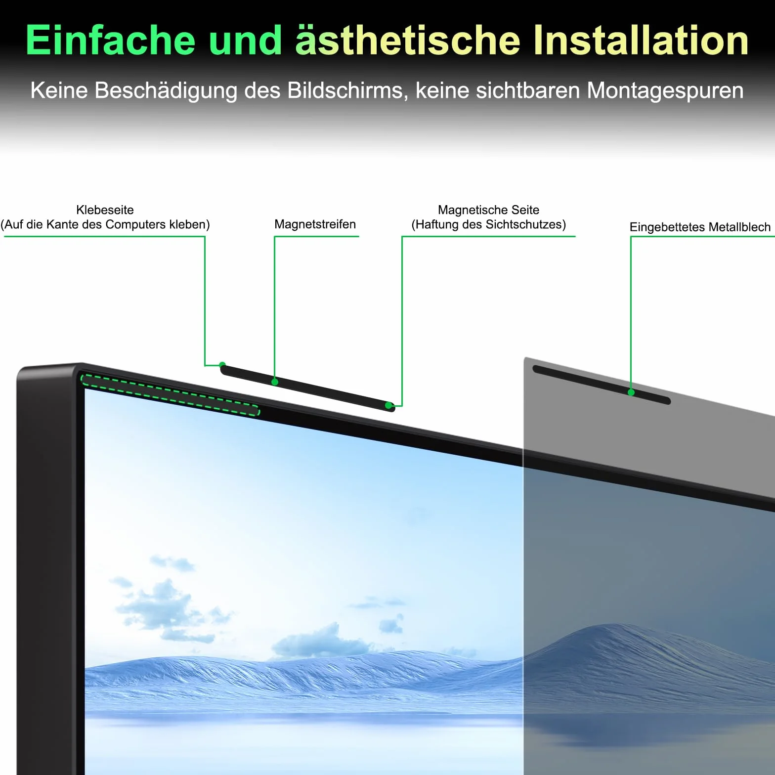 Filtro privacy magnetico per schermo da 24 pollici, rapporto di aspetto 16:9, antiriflesso, anti-luce blu 24", pellicola protettiva per la privacy, schermo rimovibile per computer monitor