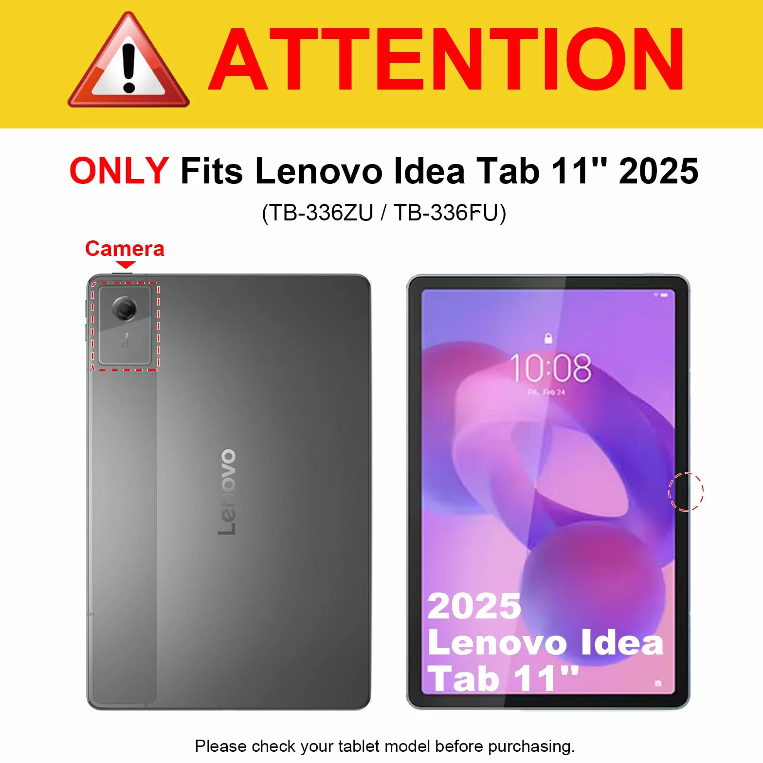 FINTIE Cover per Lenovo Idea Tab 11 Pollici 2025 TB-336ZU/TB-336FU Custodia Posteriore Opaca Traslucida con Portapenne Auto Sveglia/Sonno, Nero