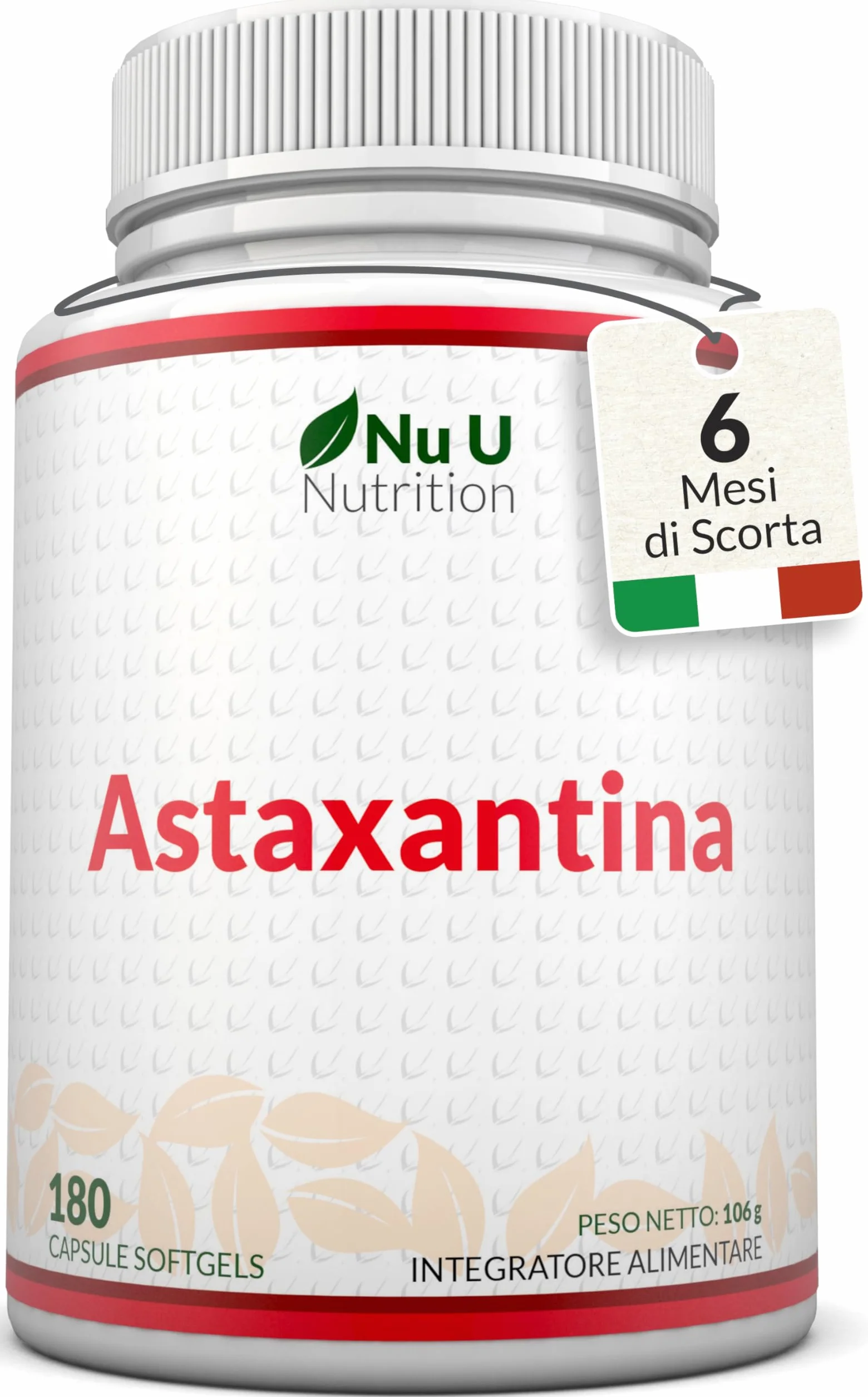 Nu U Nutrition Astaxantina Naturale 12mg 180 Capsule Softgel Integratore Antiossidante
