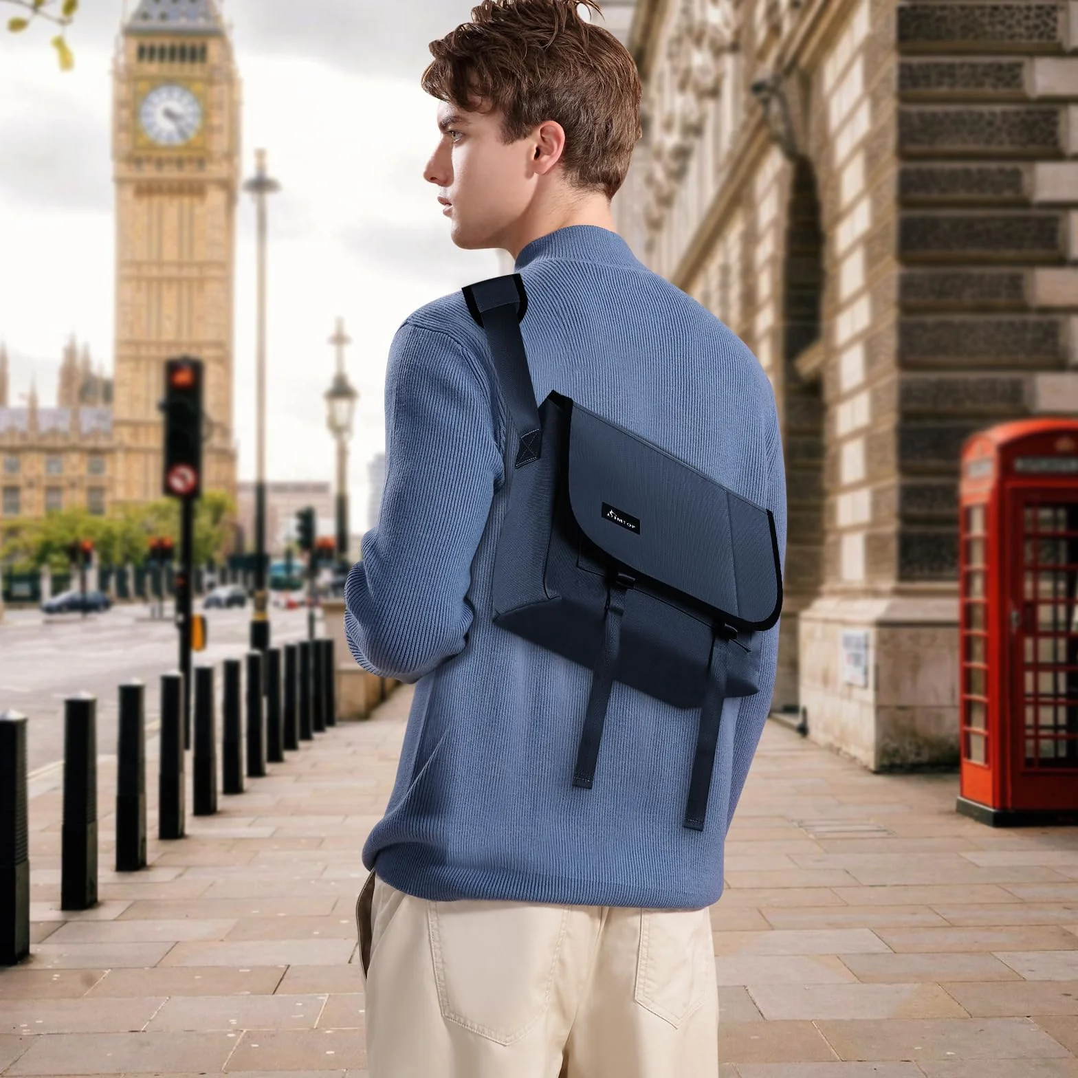 SIMTOP Borsa Tracolla Uomo Sling Bag Borsa Messenger Bag Con Tracolla Imbottita Borsa di Scuola Bag per il lavoro, Scuola, Business All'aperto Ufficio Uni Travel Everyday
