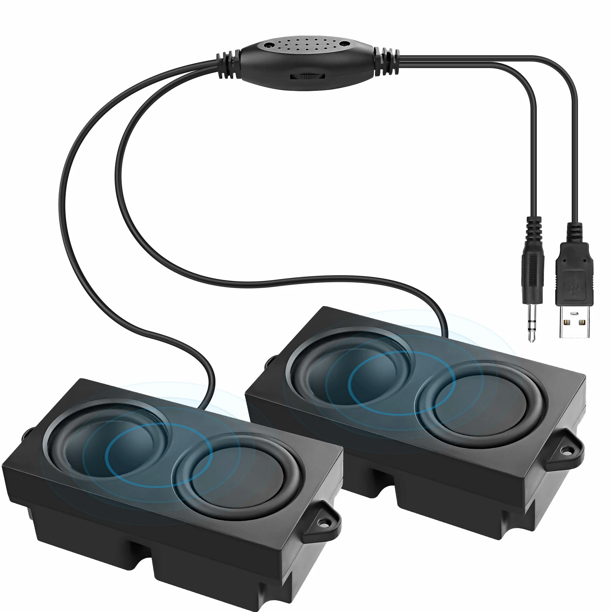 MEIRIYFA Mini Altoparlante USB PC con Controllo Volume 3.5mm AUX Jack Stereo per Desktop Tablet Telefono Nero 1.2M
