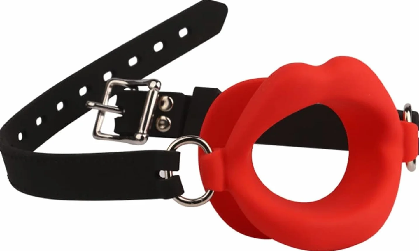 EKIDAZ Palla di Apertura Bocca a Forma di Labbro Rosso, Giocattolo B-D-S-M, Cintura Regolabile, 1 Pezzo