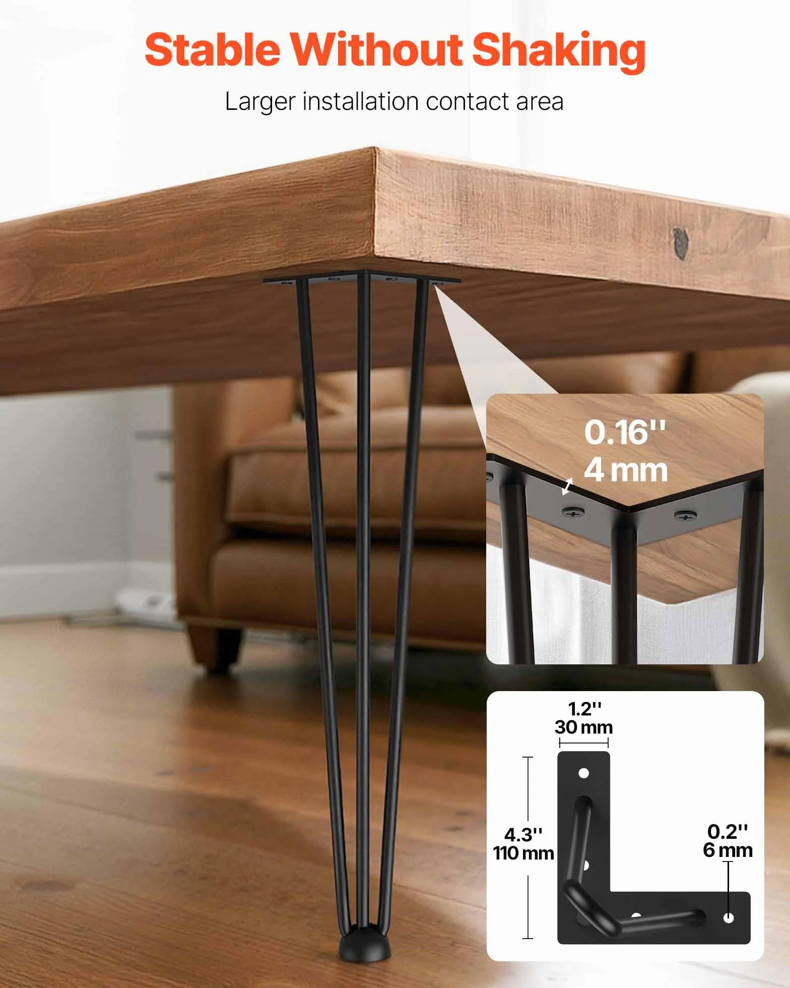 Happybuy 4 Pezzi Gambe da Tavolo in Ferro 20 Pollici per Scrivania Impieghi Gravosi
