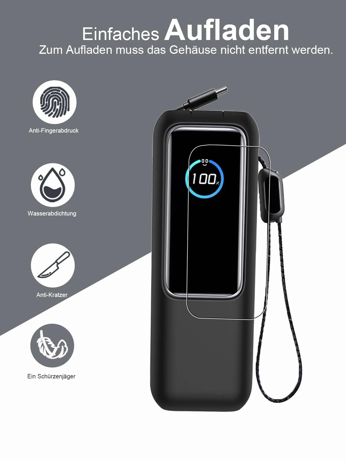Custodia per Powerbank, 25000 mAh 165 W, contiene due pellicole morbide, protezione all-inclusive, anti-shock/graffi, protezione antigoccia, comoda da tenere, leggera e portatile (nero)