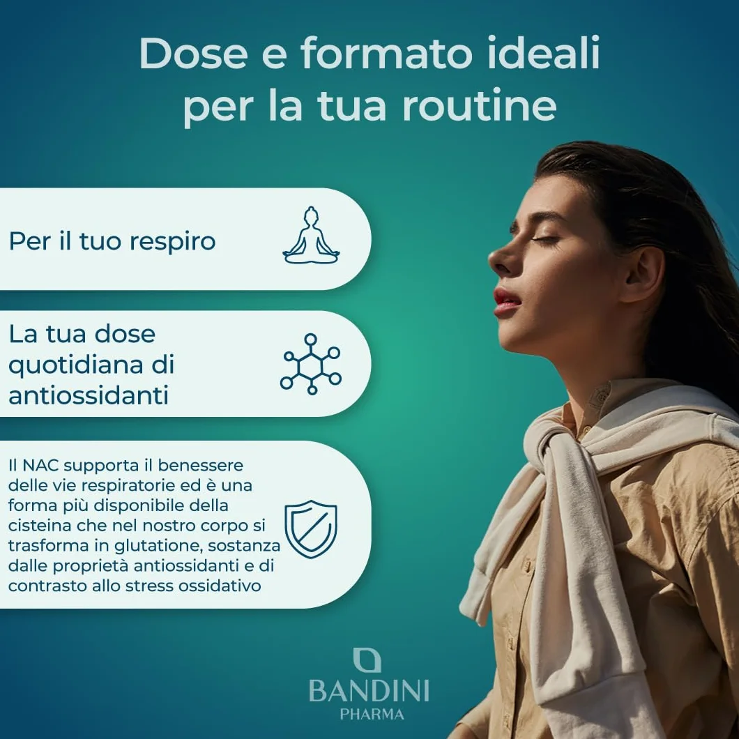Bandini NAC N-Acetil-Cisteina 600mg 90 Compresse integratore sostiene difese immunitarie precursore glutatione vegano