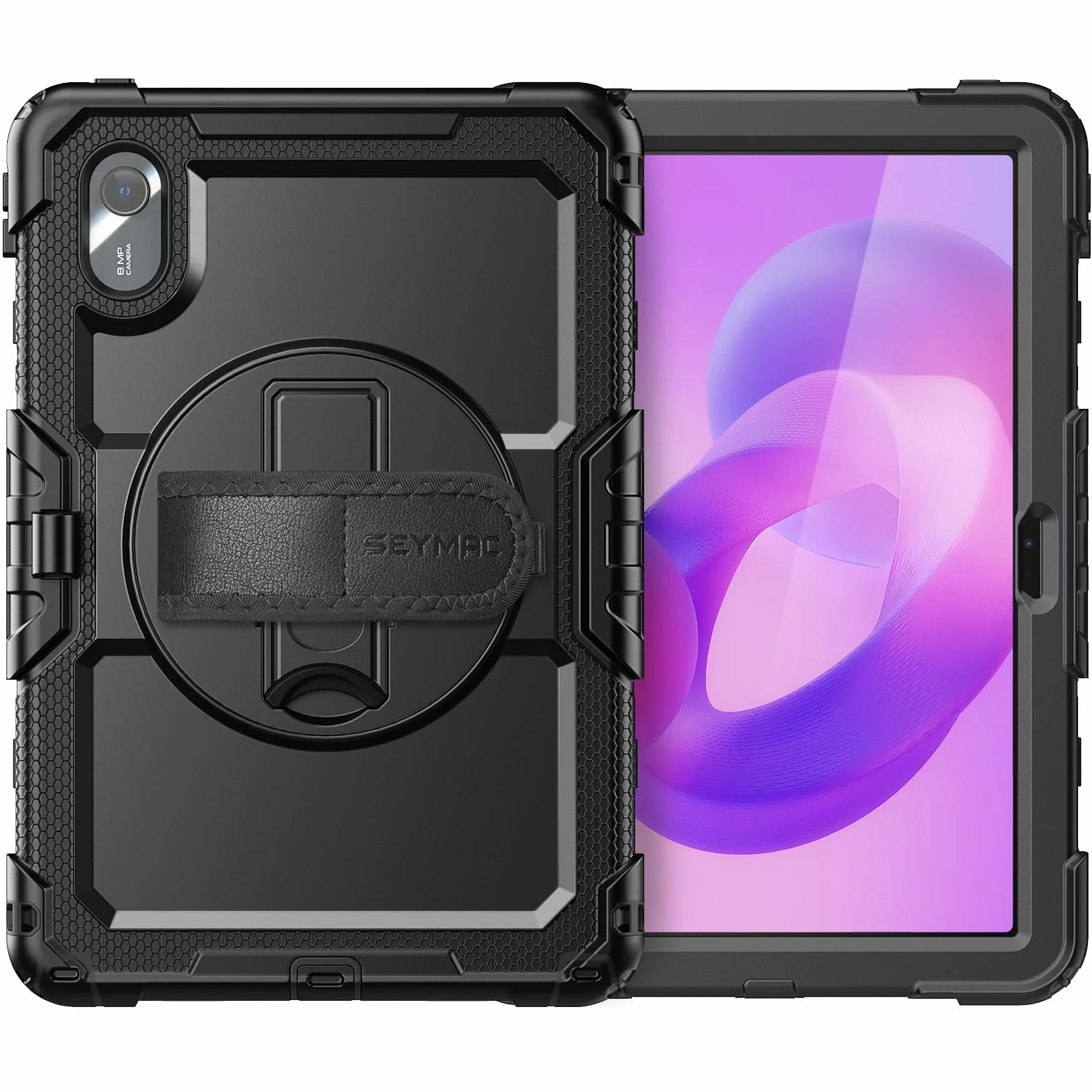 SEYMAC Custodia per Lenovo Idea Tab 11 pollici 2025, Tab M11, Tab K11, Antiurto, Pellicola Protettiva, Supporto Girevole 360°, Cinghia, Tracolla, Portapenne, Nero