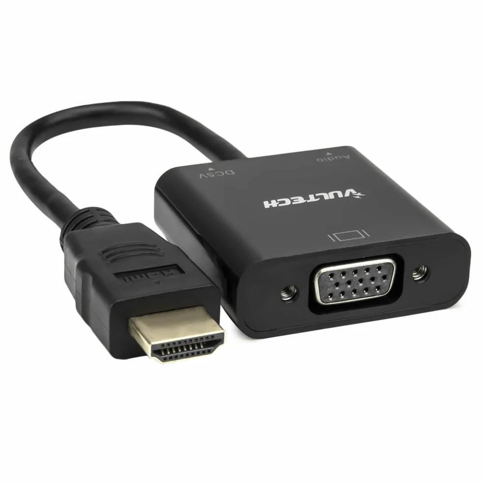 VulTech SN21707 Adattatore HDMI Maschio a VGA Femmina 1080p 60Hz Full HD con Audio - Compatibile PC, Chromebook, Raspberry Pi, Xbox, Proiettore, Monitor