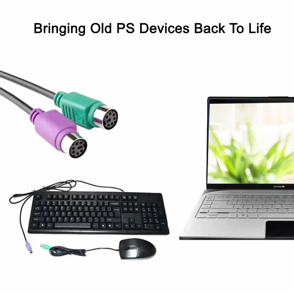 Adattatore PS2 a USB, Maschio a PS/2 Femmina Con Chip Integrato - Non Necessita Driver, Plug and Play (Nero)