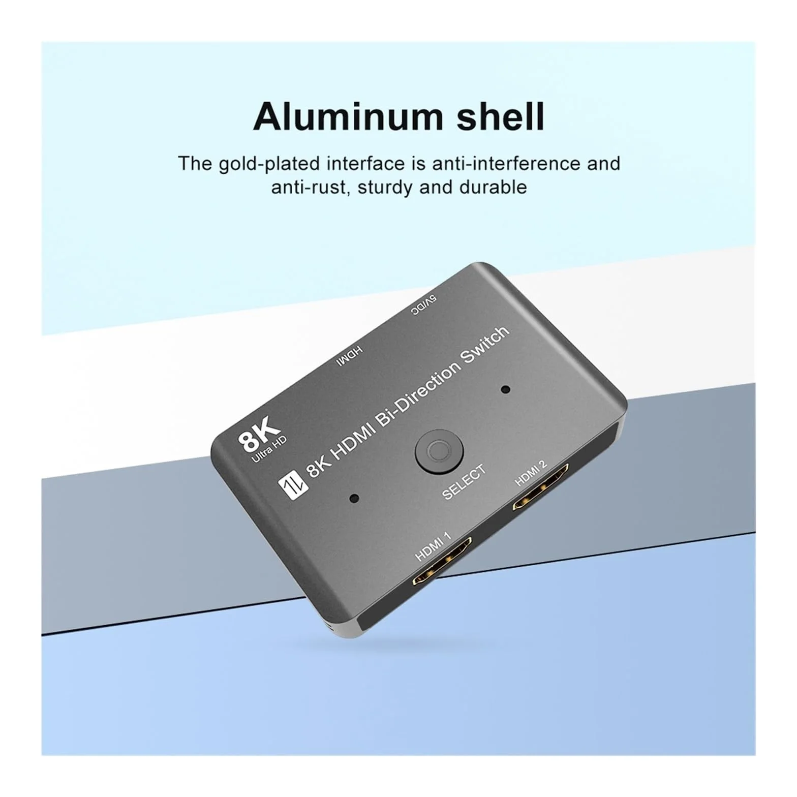 Interruttore video, Switch bidirezionale 8K HD 2.1 compatibile con HDMI 8K@60Hz 4K@120Hz 1in Out 2in Splitter ad alta velocità 48Gbps per uffici domestici, data center(Grey)