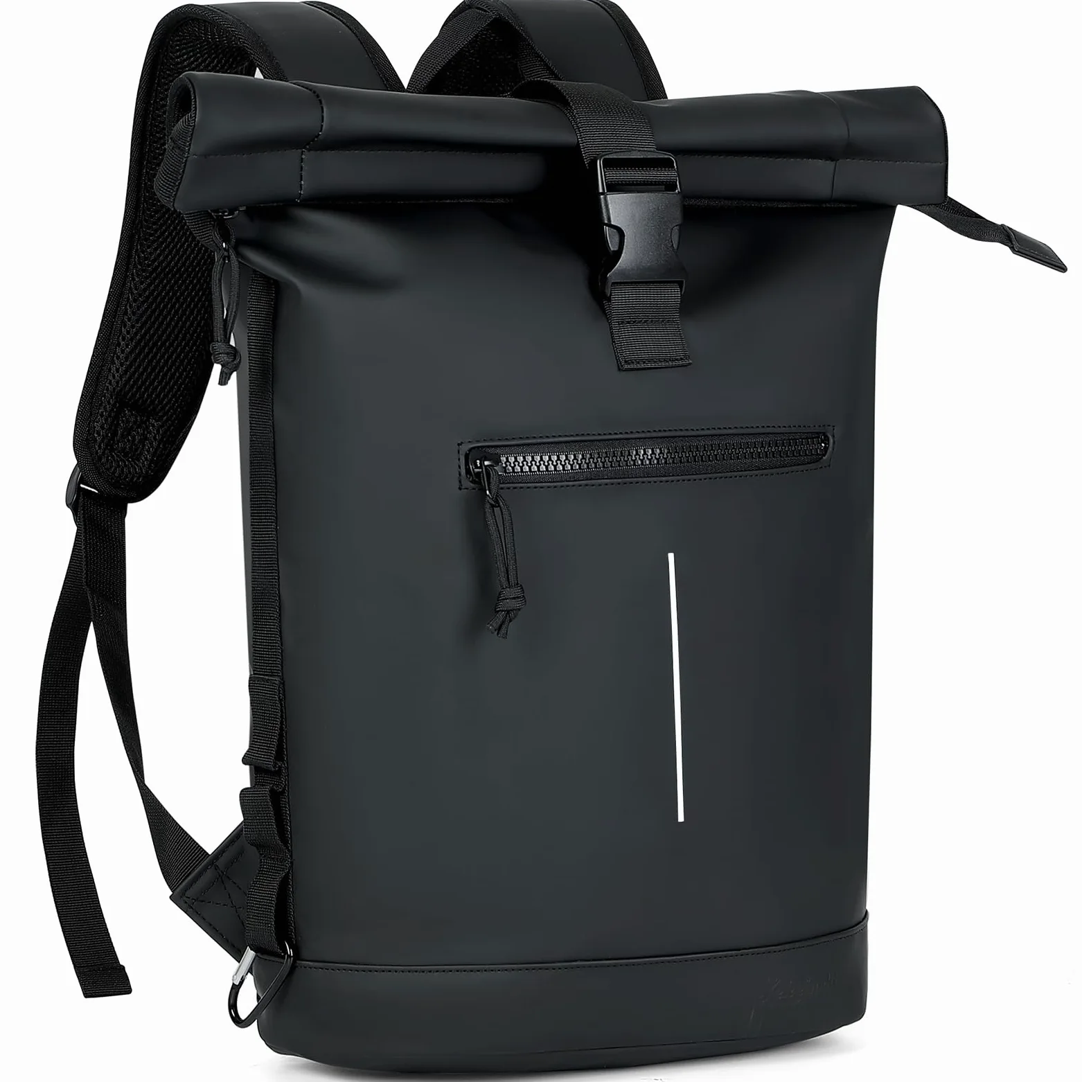 Lekeinchi Zaino impermeabile per computer portatile da 17 pollici, per uomini e donne, design arrotolabile, per scuola, viaggi, lavoro, campeggio, Nero , 43 cm, Moderno/Funzionale
