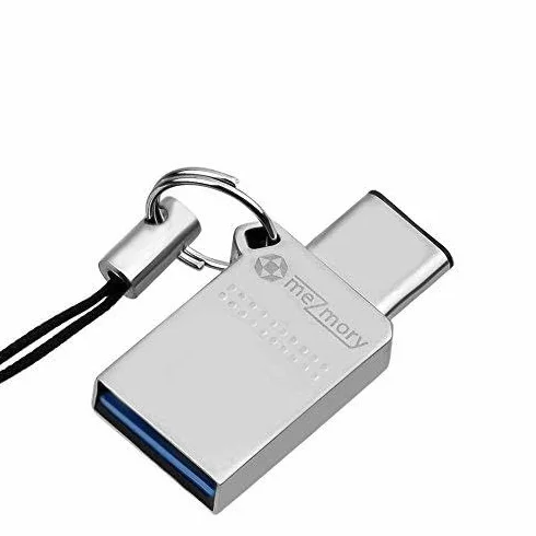 2 in 1 Dual Chiavetta USB 32GB < Type C e USB-A 3.0 > Memory Stick Tipo C 32 gb - Impermeabile & Veloce in Metallo - Flash Drive Ideale per Portachiavi/Anelli in Argento