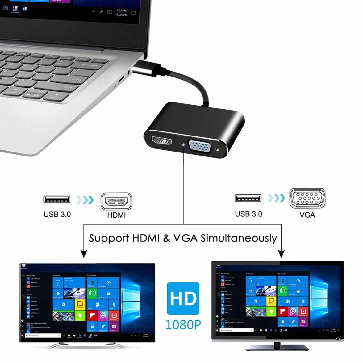 CY USB 3.0 & 2.0 a HDMI & VGA HDTV cavo adattatore scheda grafica esterna per computer portatile Windows MacBook