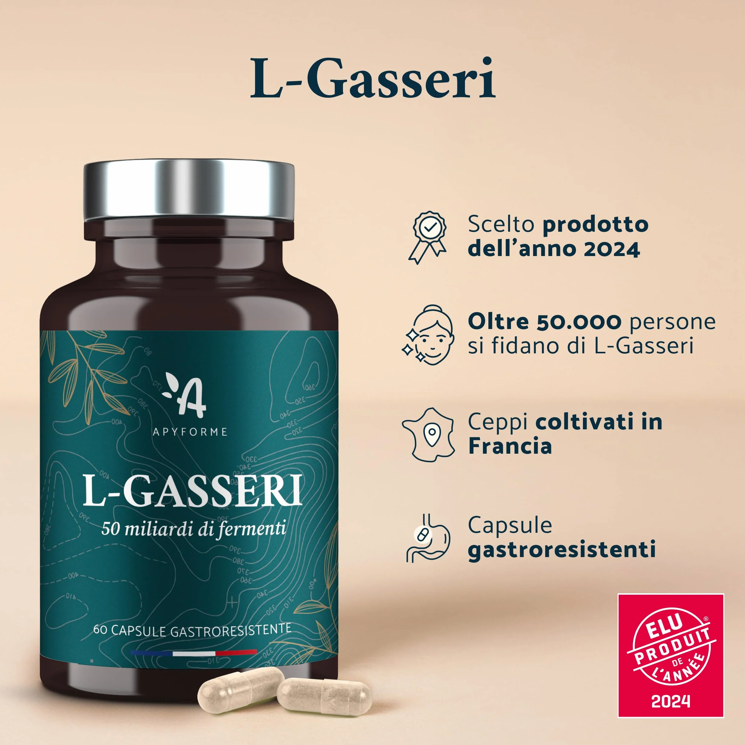Lactobacillus Gasseri Probiotici 50 Miliardi UFC 60 Capsule Gastroresistenti Apyforme